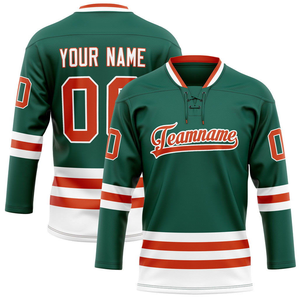 Personalized Green & Red Solid Colour Hockey Jersey