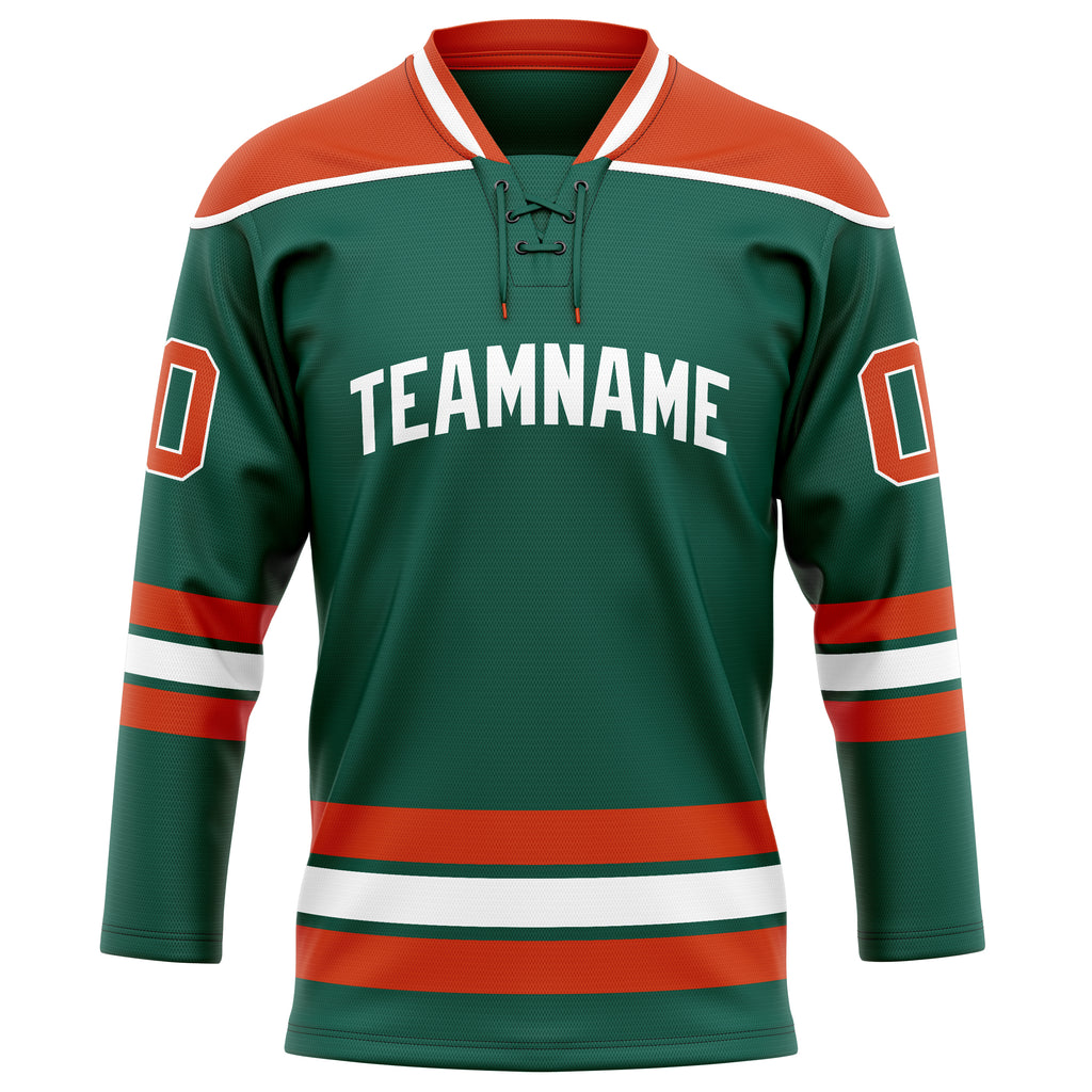 Personalized Green & Red Solid Colour Hockey Jersey