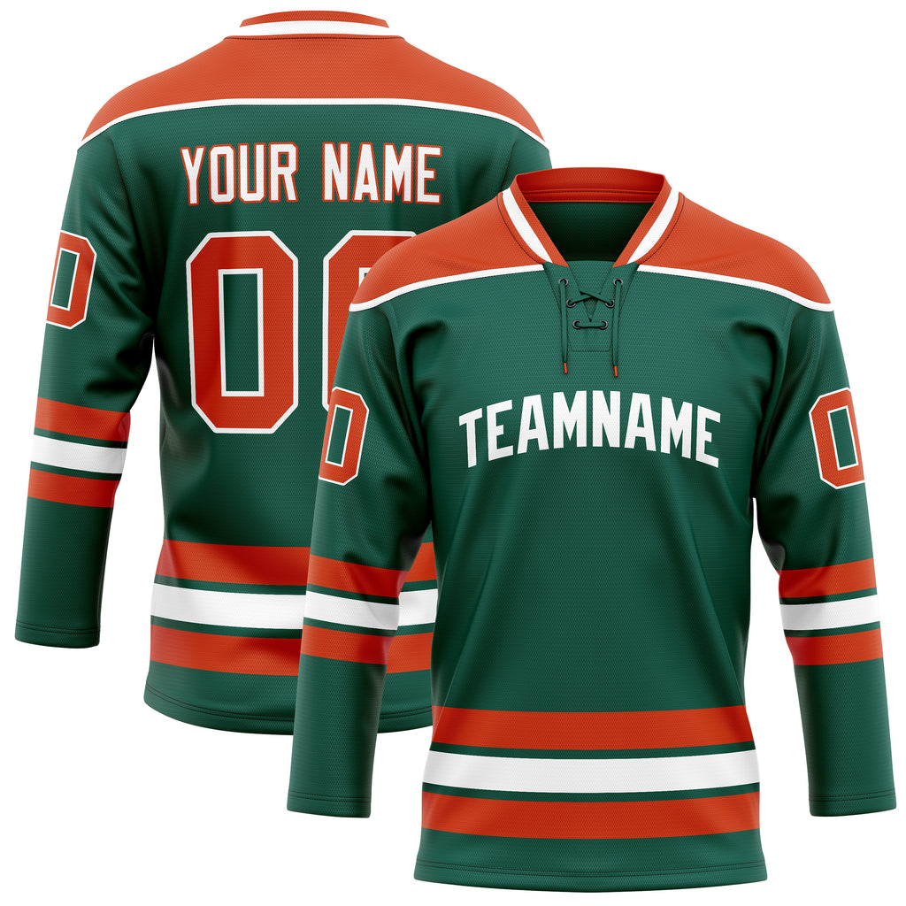 Personalized Green & Red Solid Colour Hockey Jersey