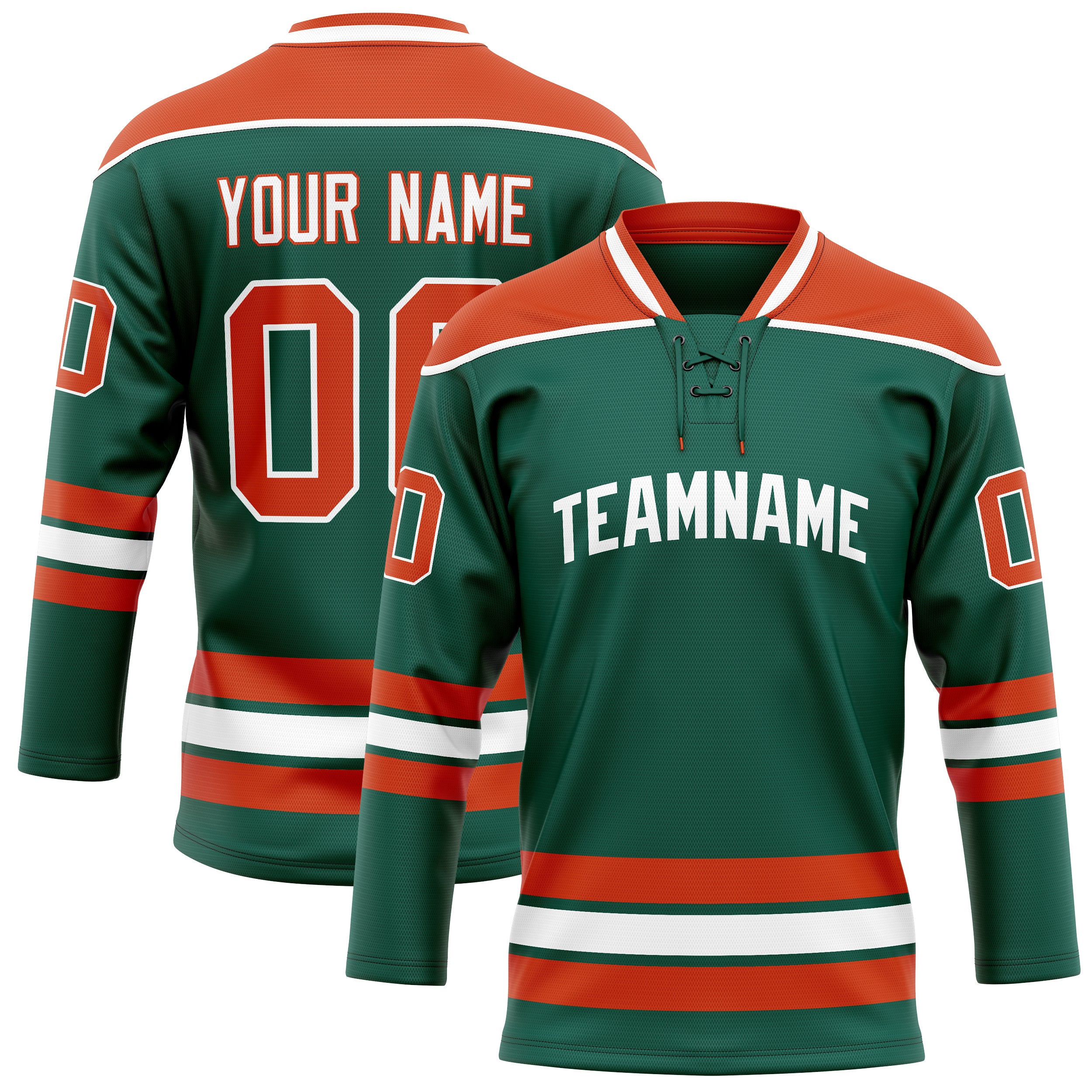 Personalized Green & Red Solid Colour Hockey Jersey