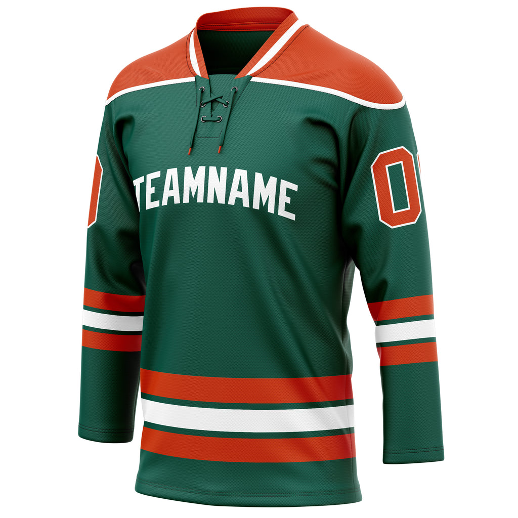 Personalized Green & Red Solid Colour Hockey Jersey