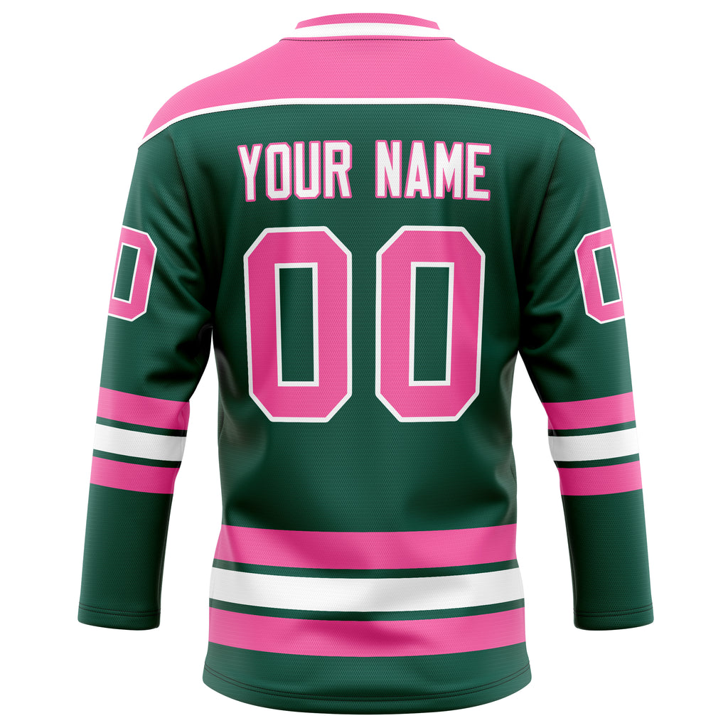 Personalized Green & Pink Solid Colour Hockey Jersey