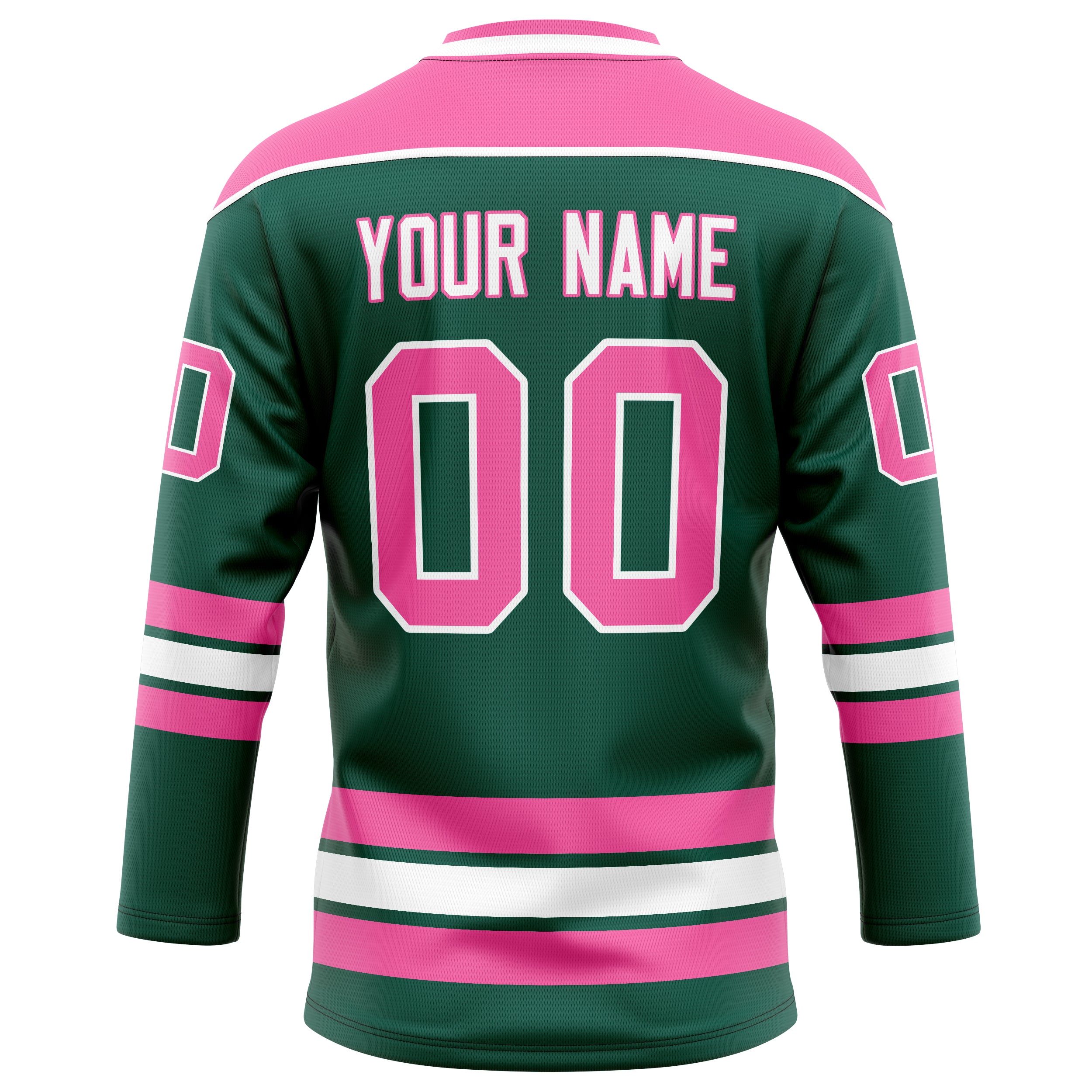Personalized Green & Pink Solid Colour Hockey Jersey