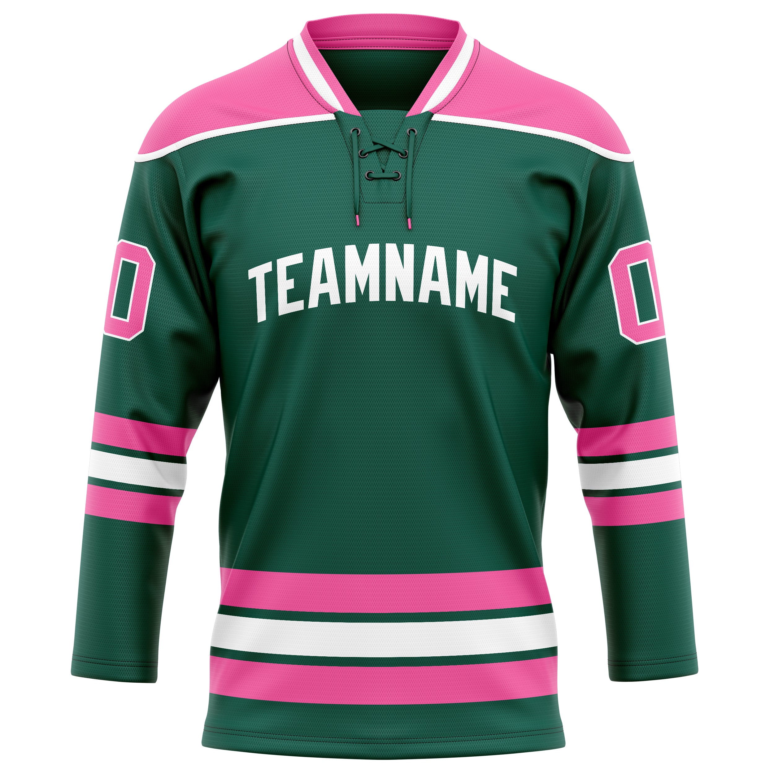 Personalized Green & Pink Solid Colour Hockey Jersey
