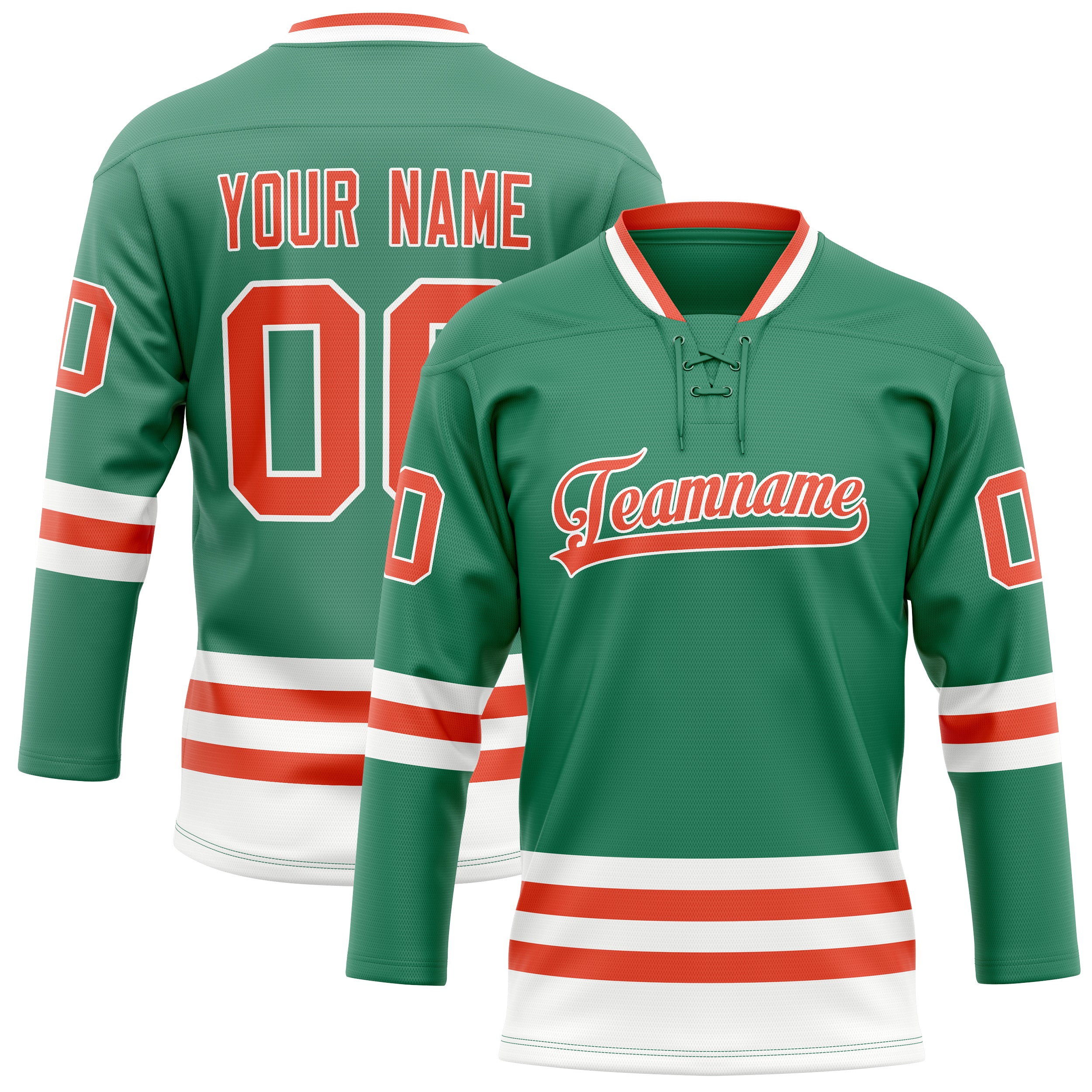 Personalized Green & Red Solid Colour Hockey Jersey