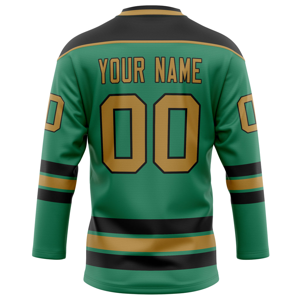 Personalized Green & Old Gold Solid Colour Hockey Jersey