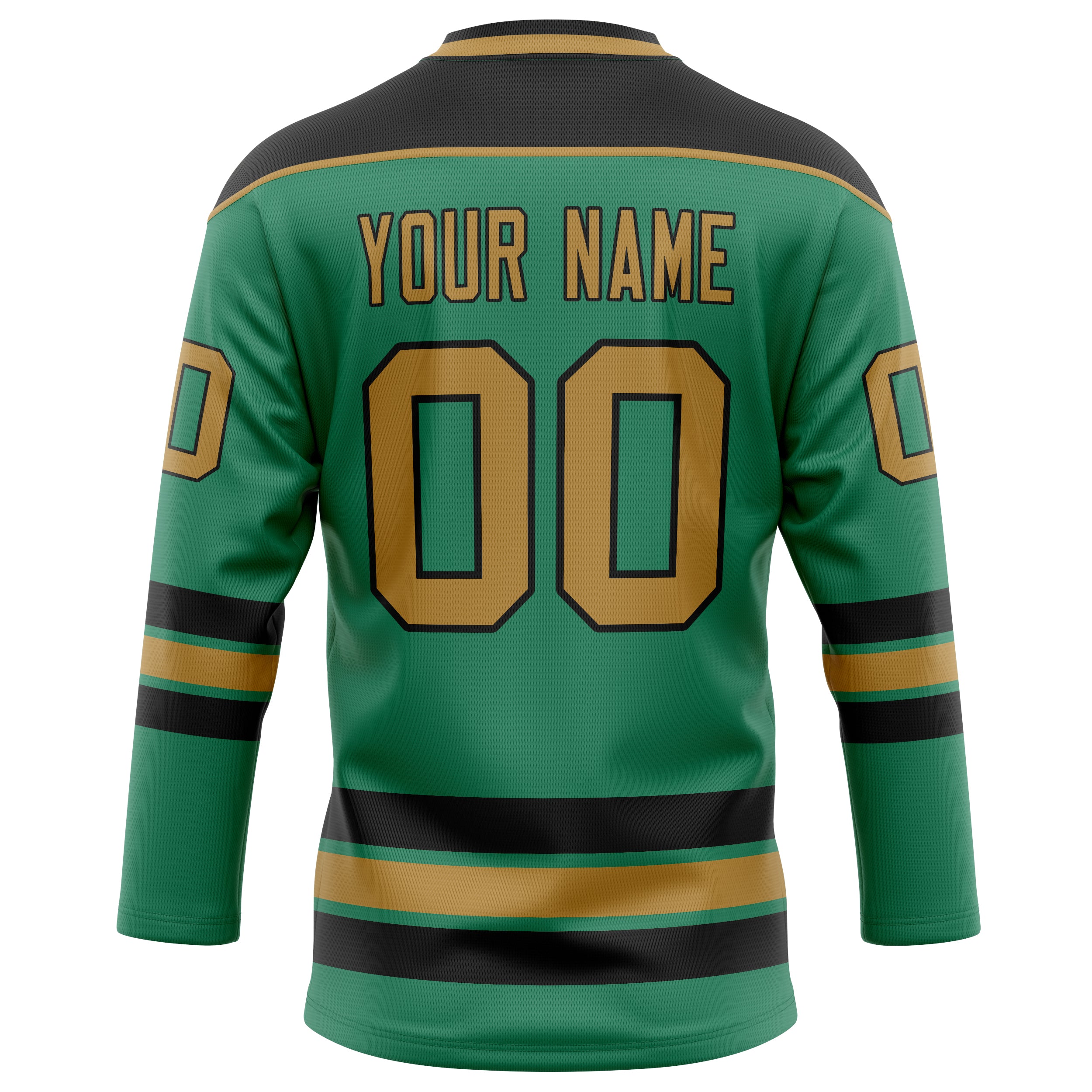 Personalized Green & Old Gold Solid Colour Hockey Jersey