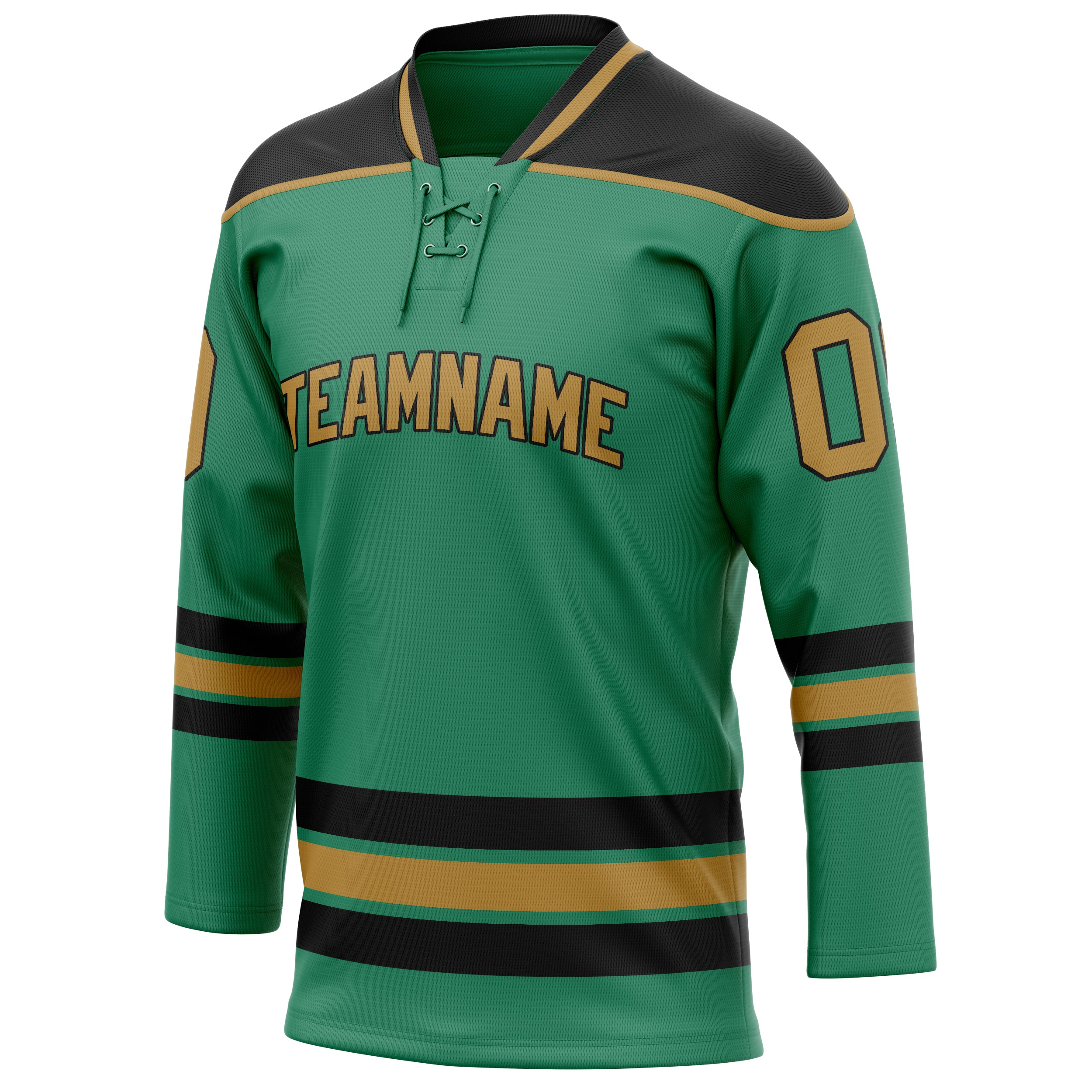 Personalized Green & Old Gold Solid Colour Hockey Jersey