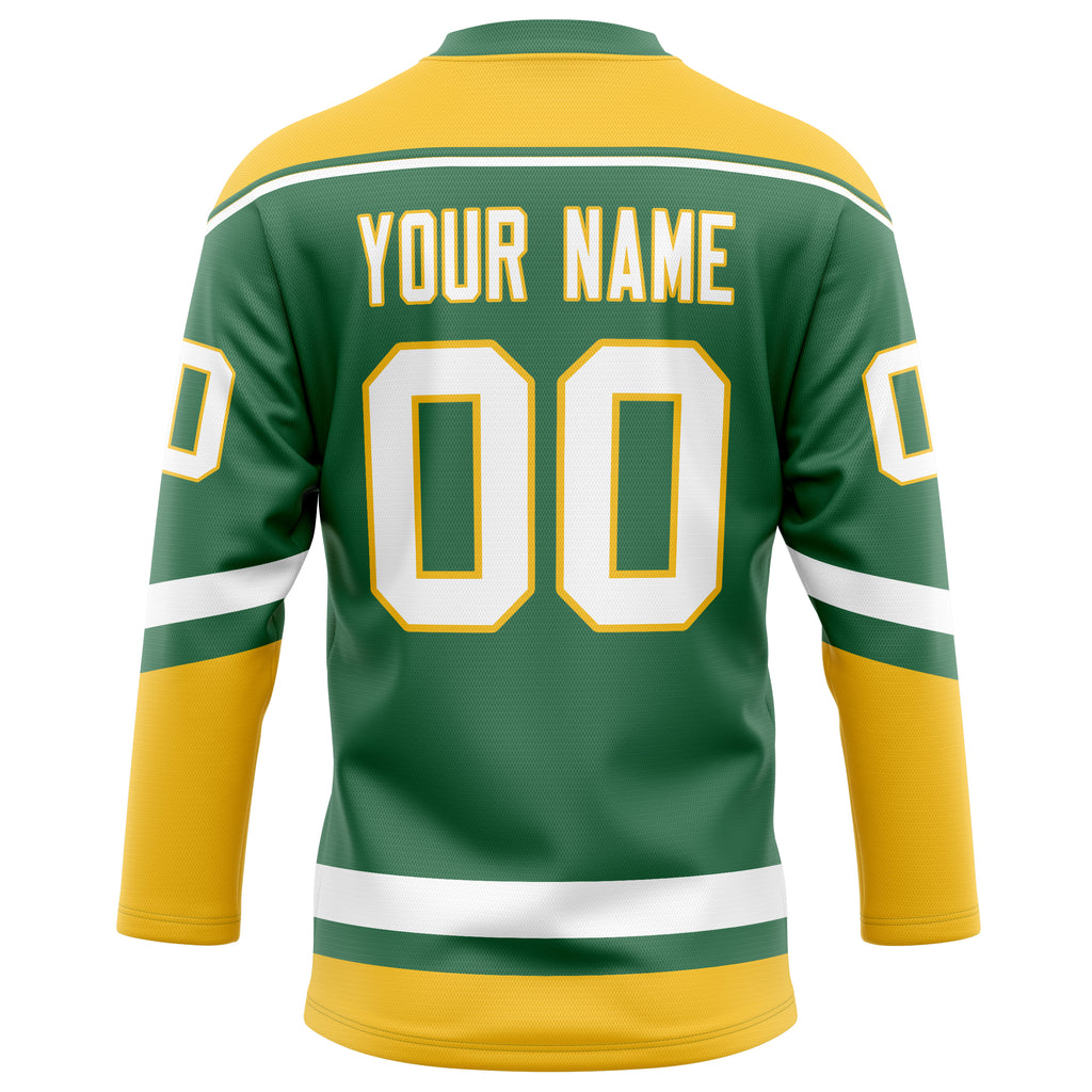 Personalized Green & Gold Solid Colour Hockey Jersey