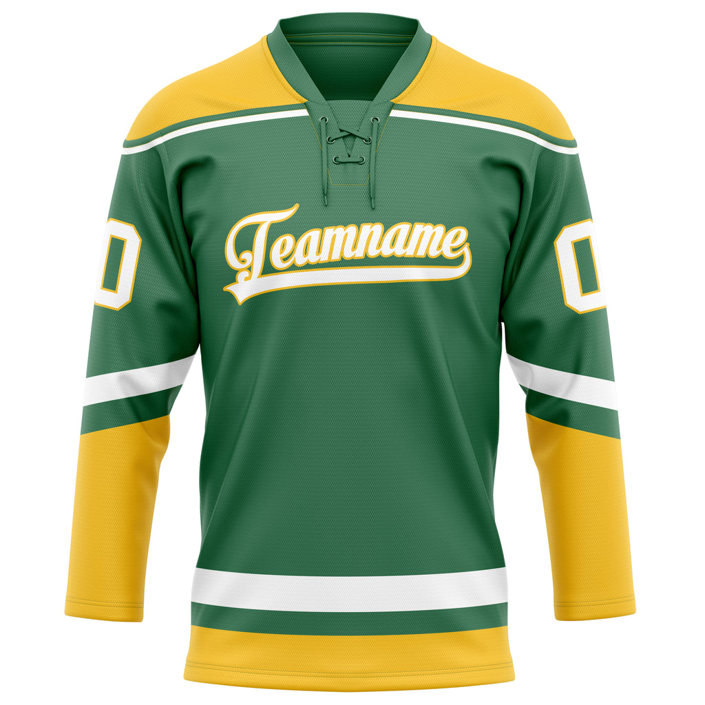 Personalized Green & Gold Solid Colour Hockey Jersey
