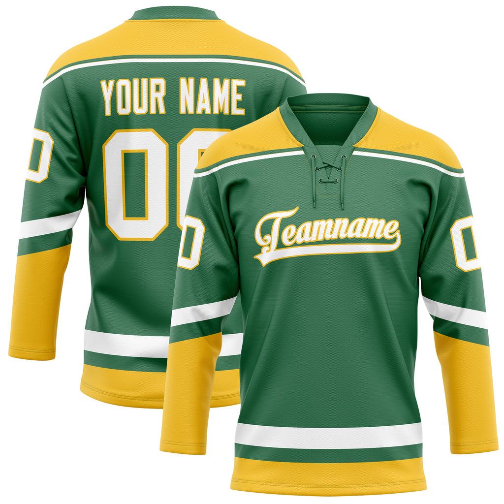 Personalized Green & Gold Solid Colour Hockey Jersey