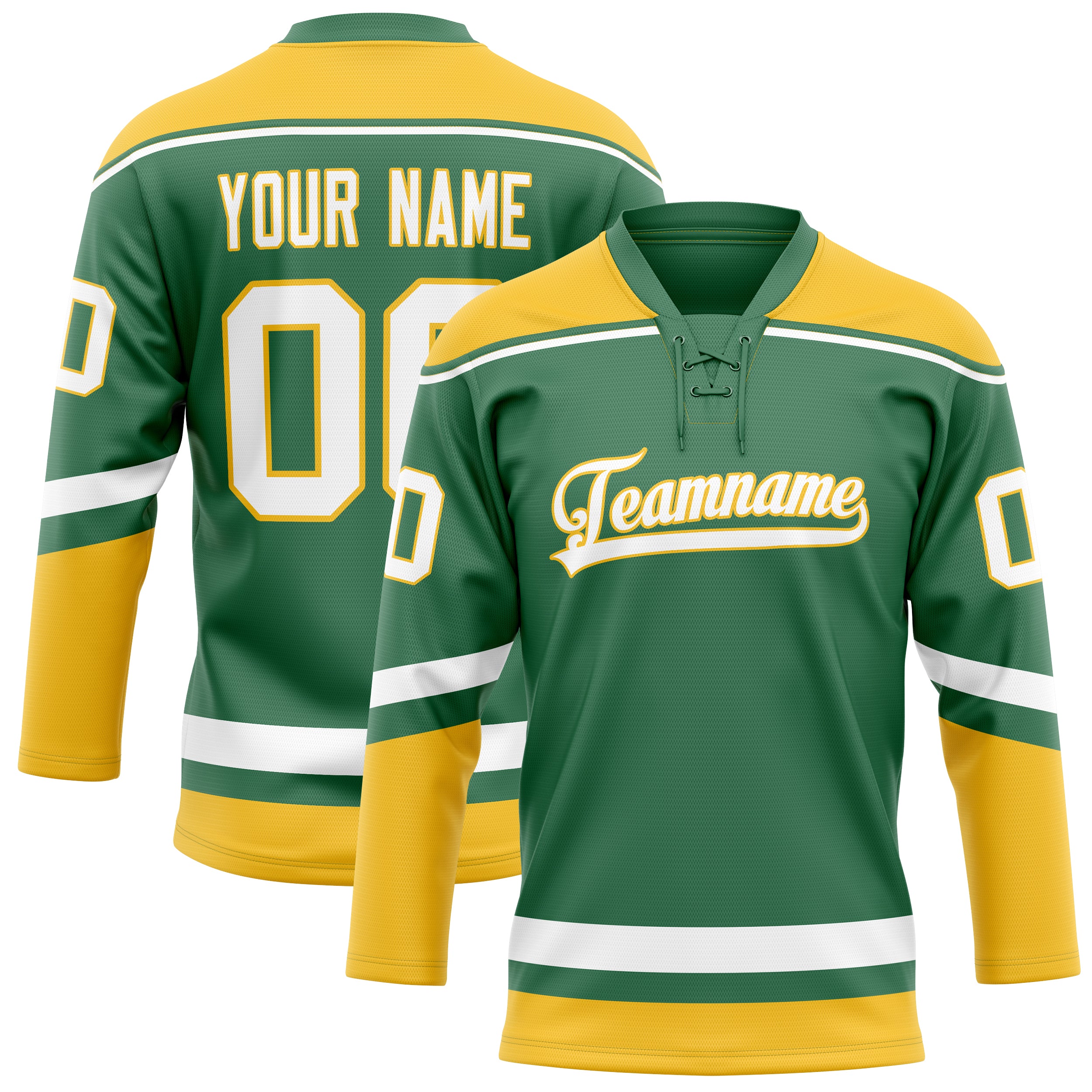 Personalized Green & Gold Solid Colour Hockey Jersey