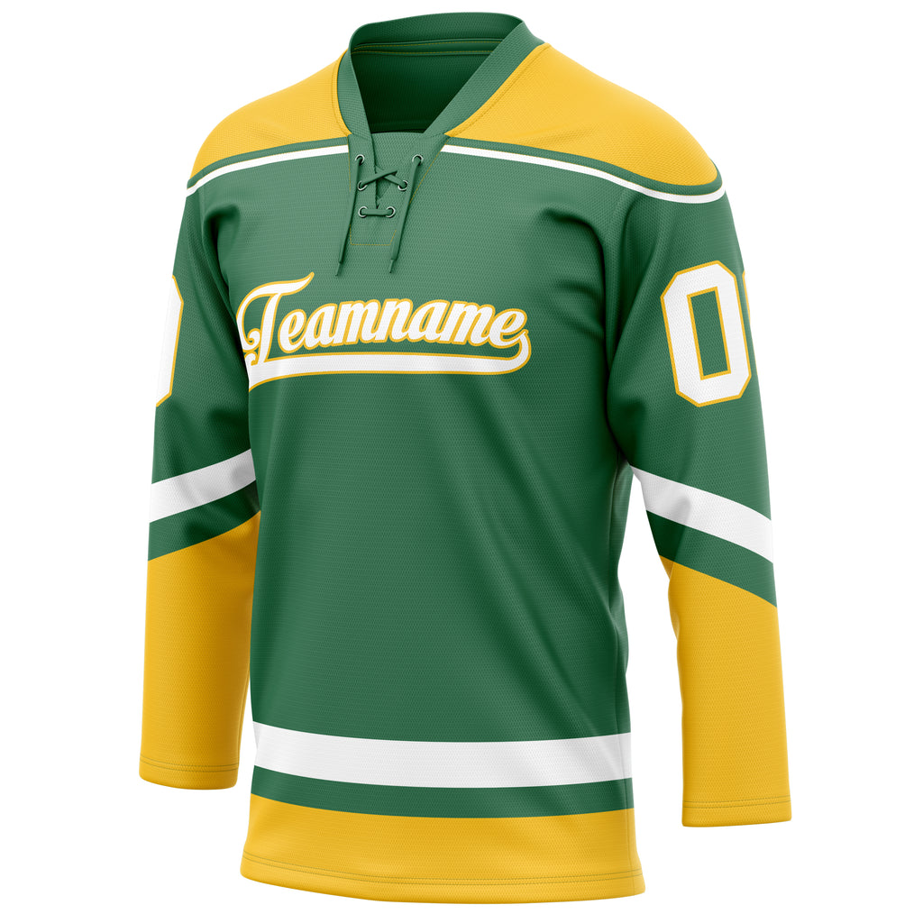 Personalized Green & Gold Solid Colour Hockey Jersey
