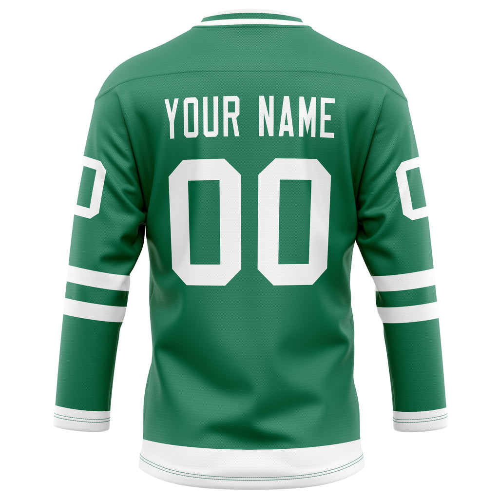 Personalized Green & White Solid Colour Hockey Jersey