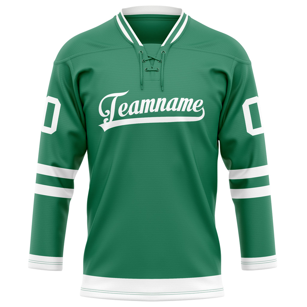 Personalized Green & White Solid Colour Hockey Jersey