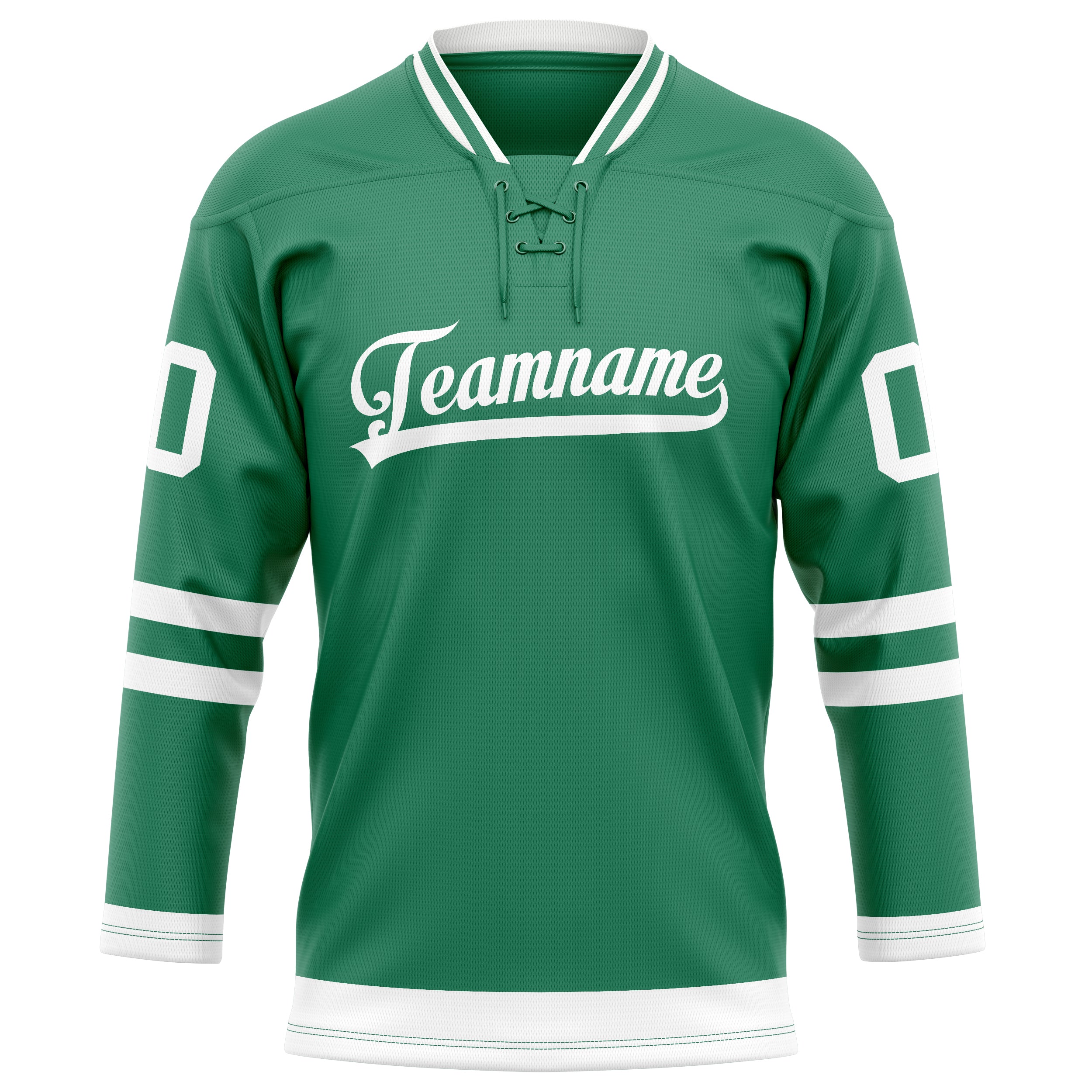 Personalized Green & White Solid Colour Hockey Jersey
