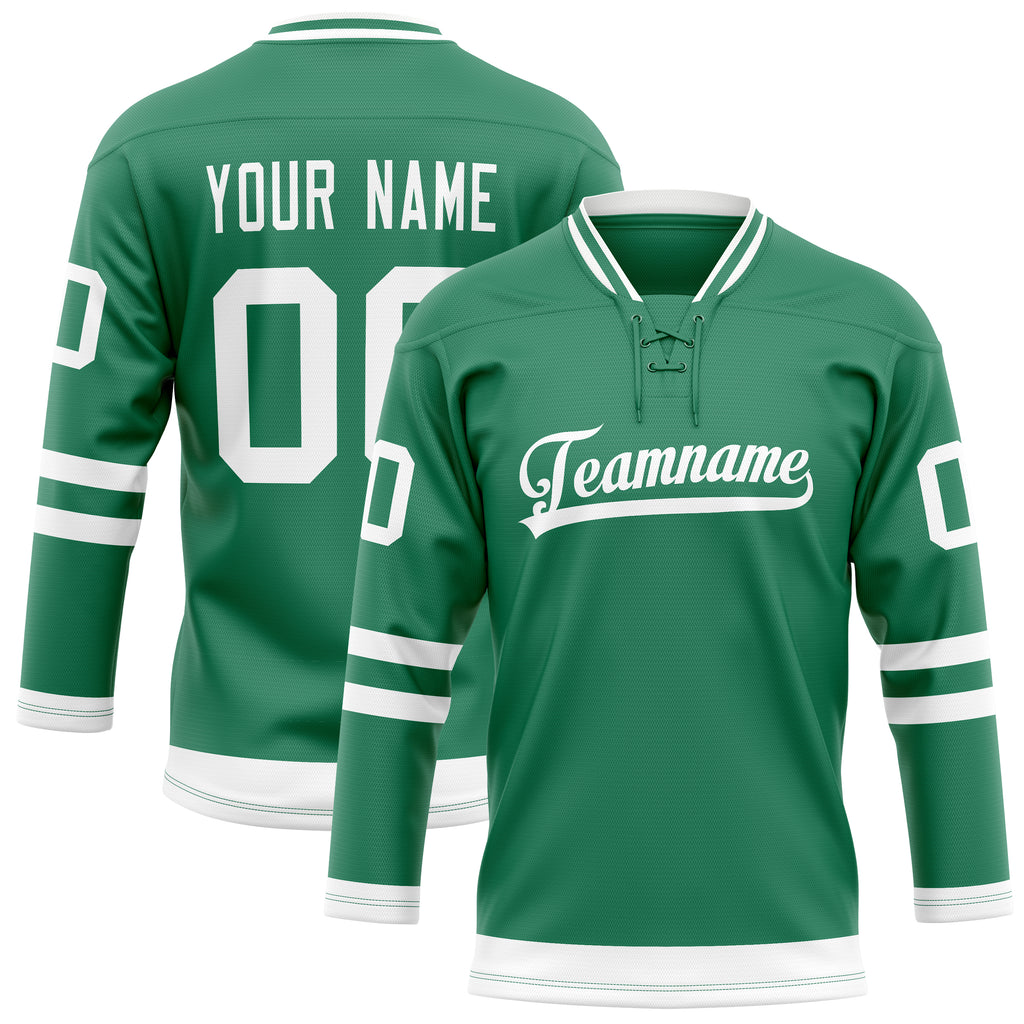 Personalized Green & White Solid Colour Hockey Jersey