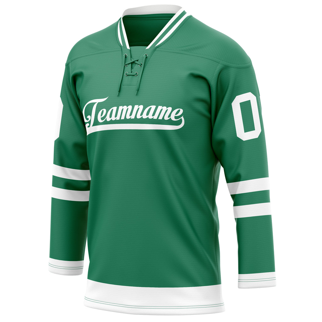 Personalized Green & White Solid Colour Hockey Jersey