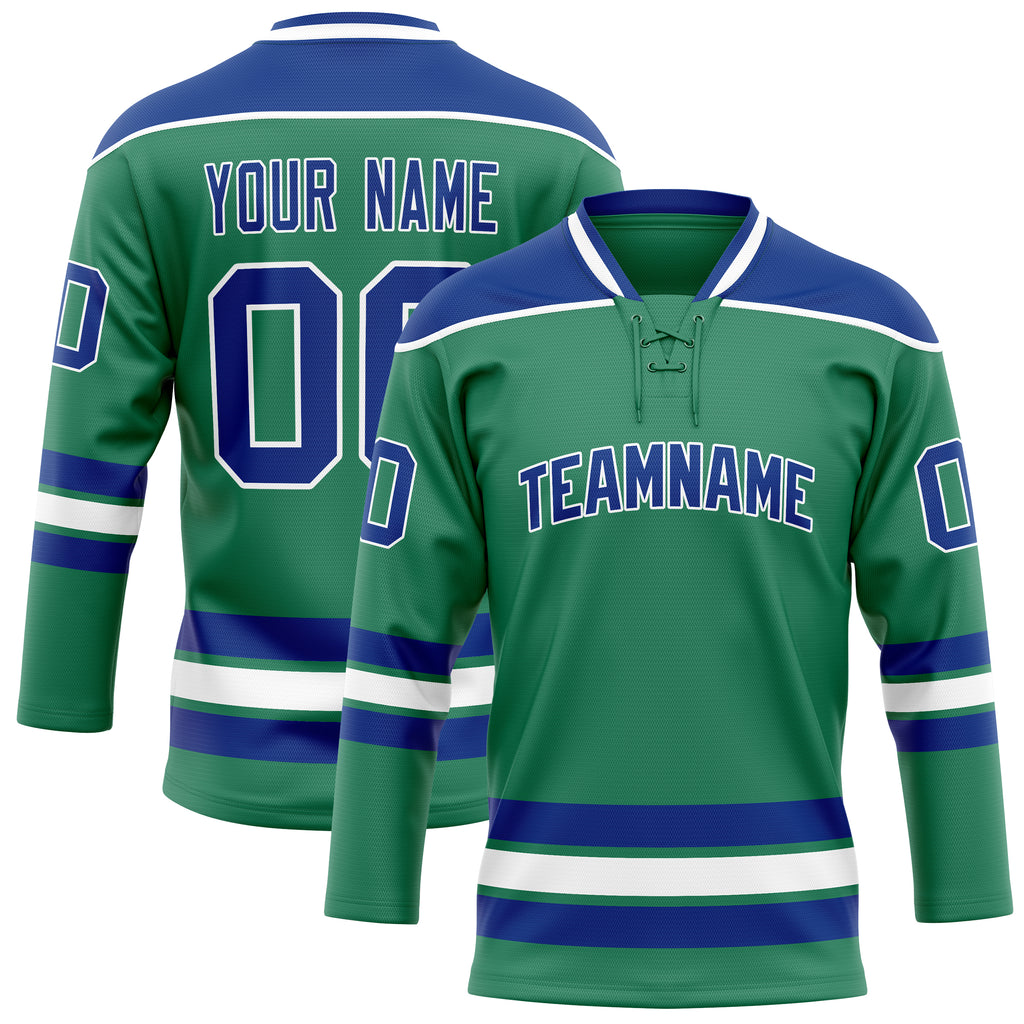 Personalized Green & Royal Solid Colour Hockey Jersey