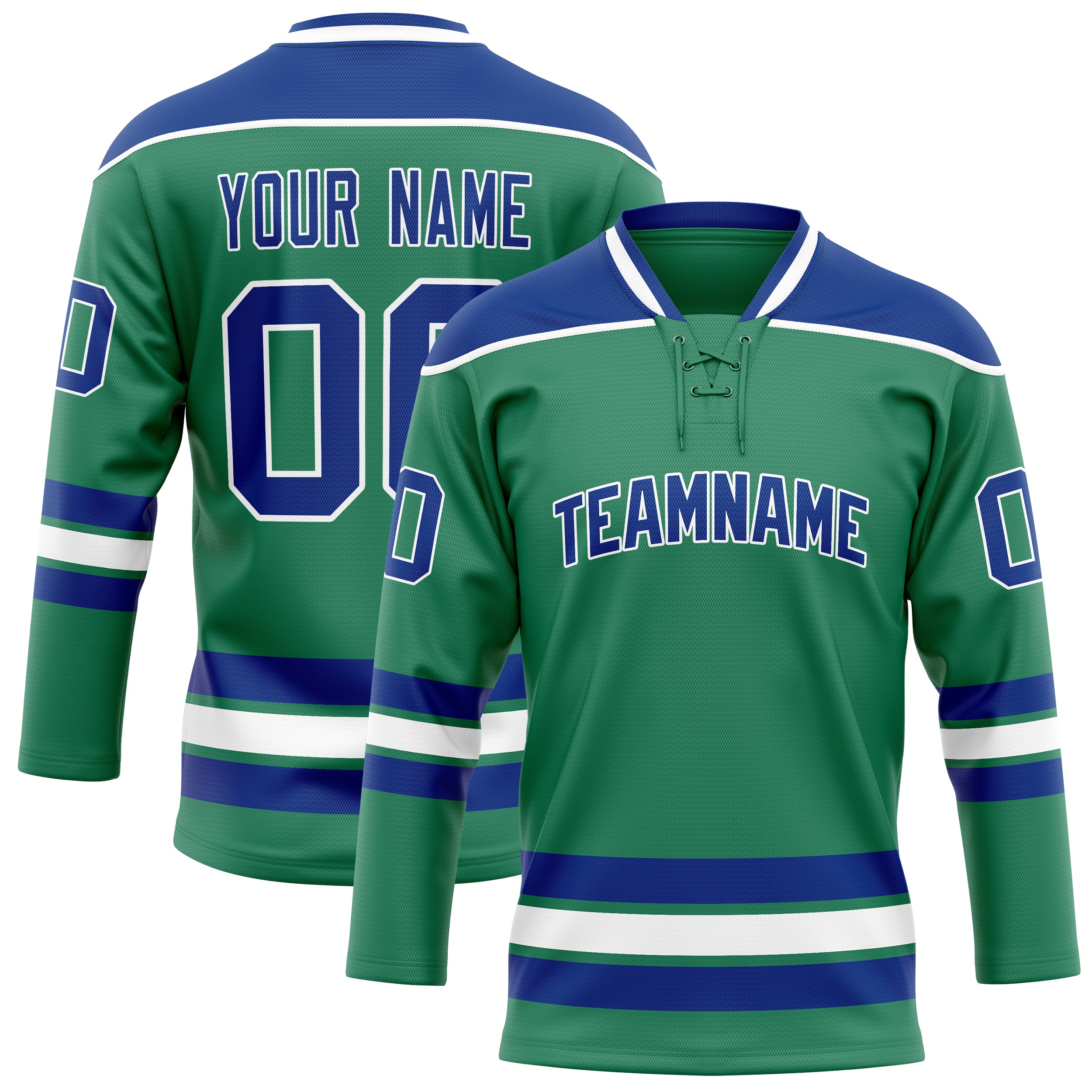Personalized Green & Royal Solid Colour Hockey Jersey