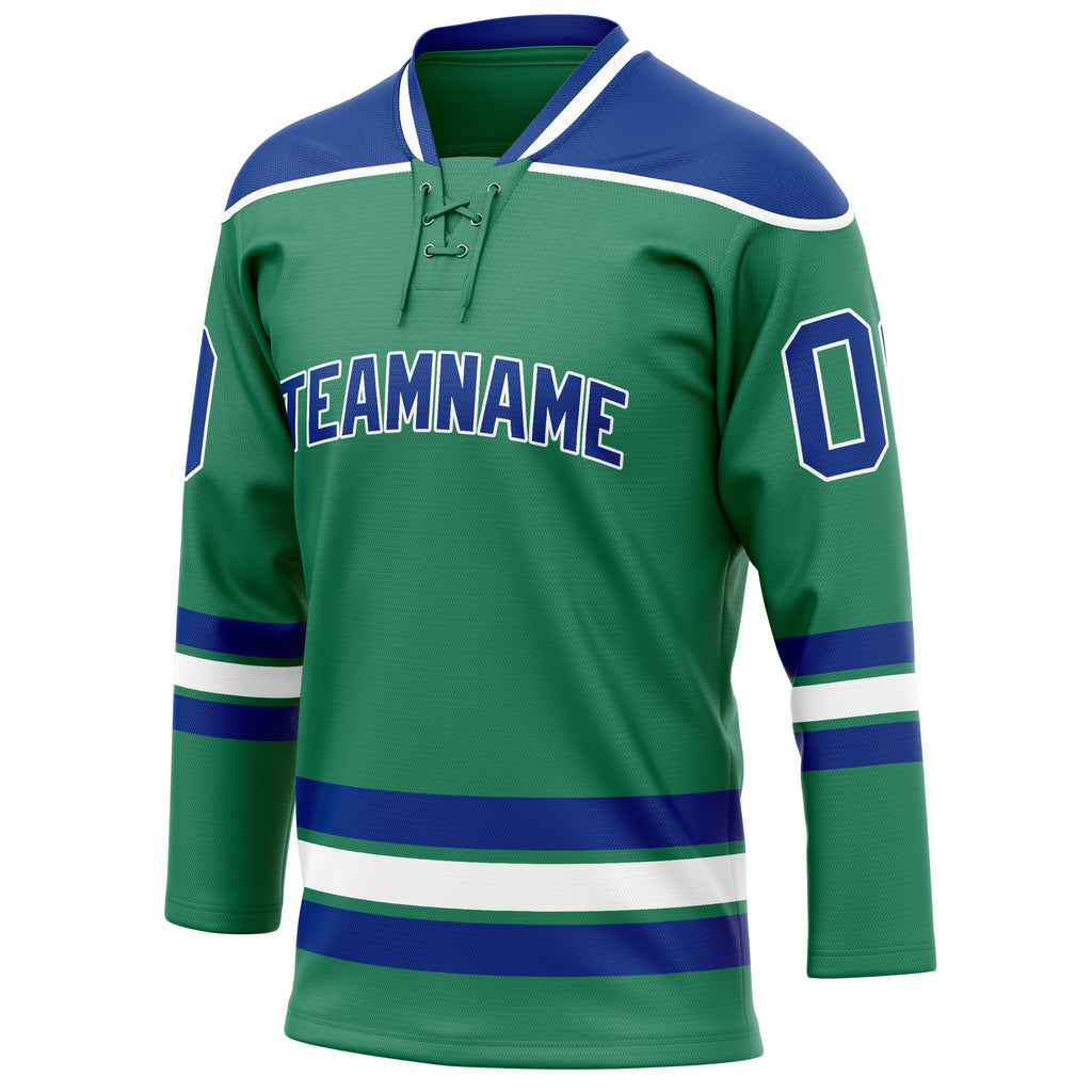 Personalized Green & Royal Solid Colour Hockey Jersey