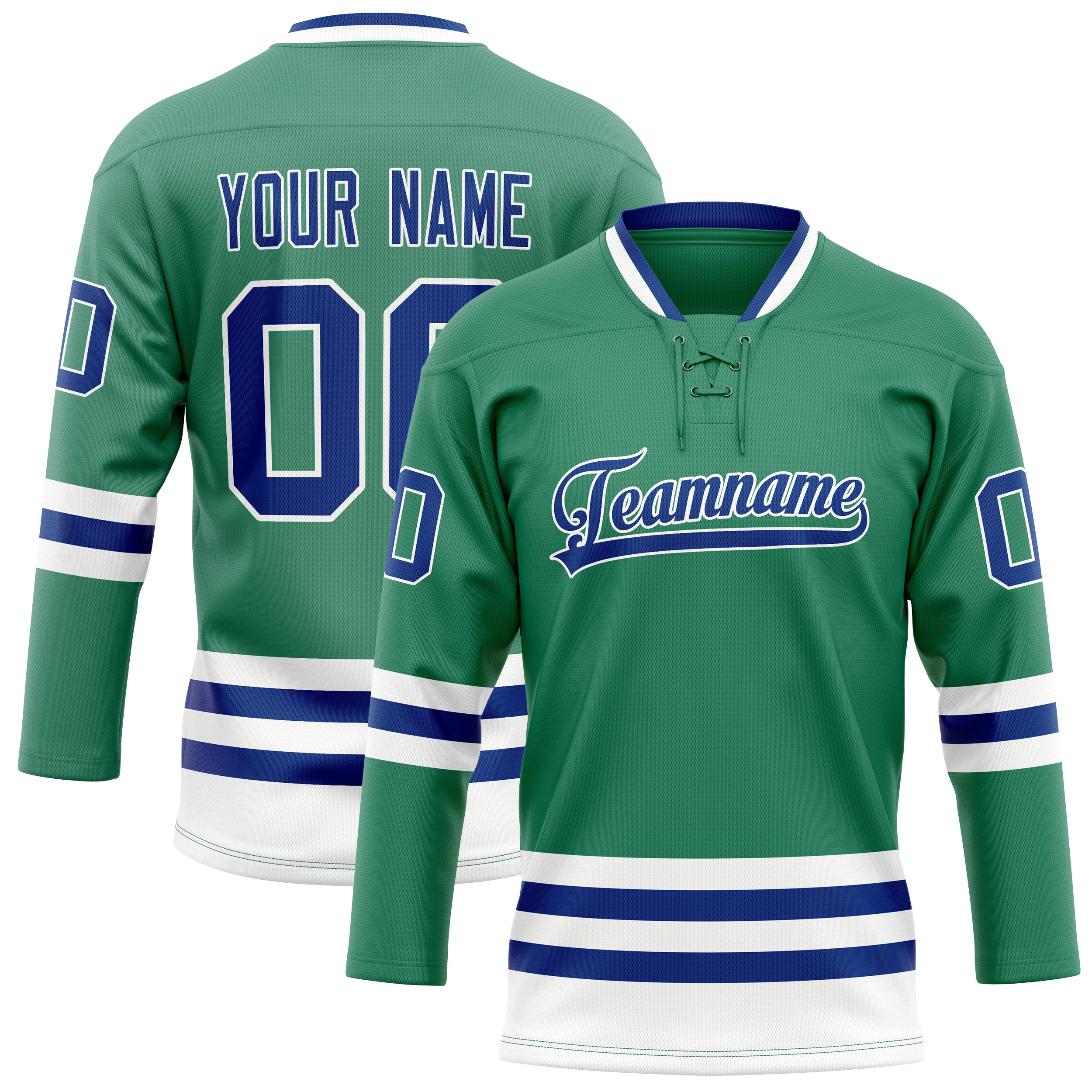 Personalized Green & Royal Solid Colour Hockey Jersey