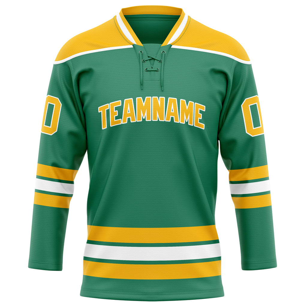 Personalized Green & Gold Solid Colour Hockey Jersey