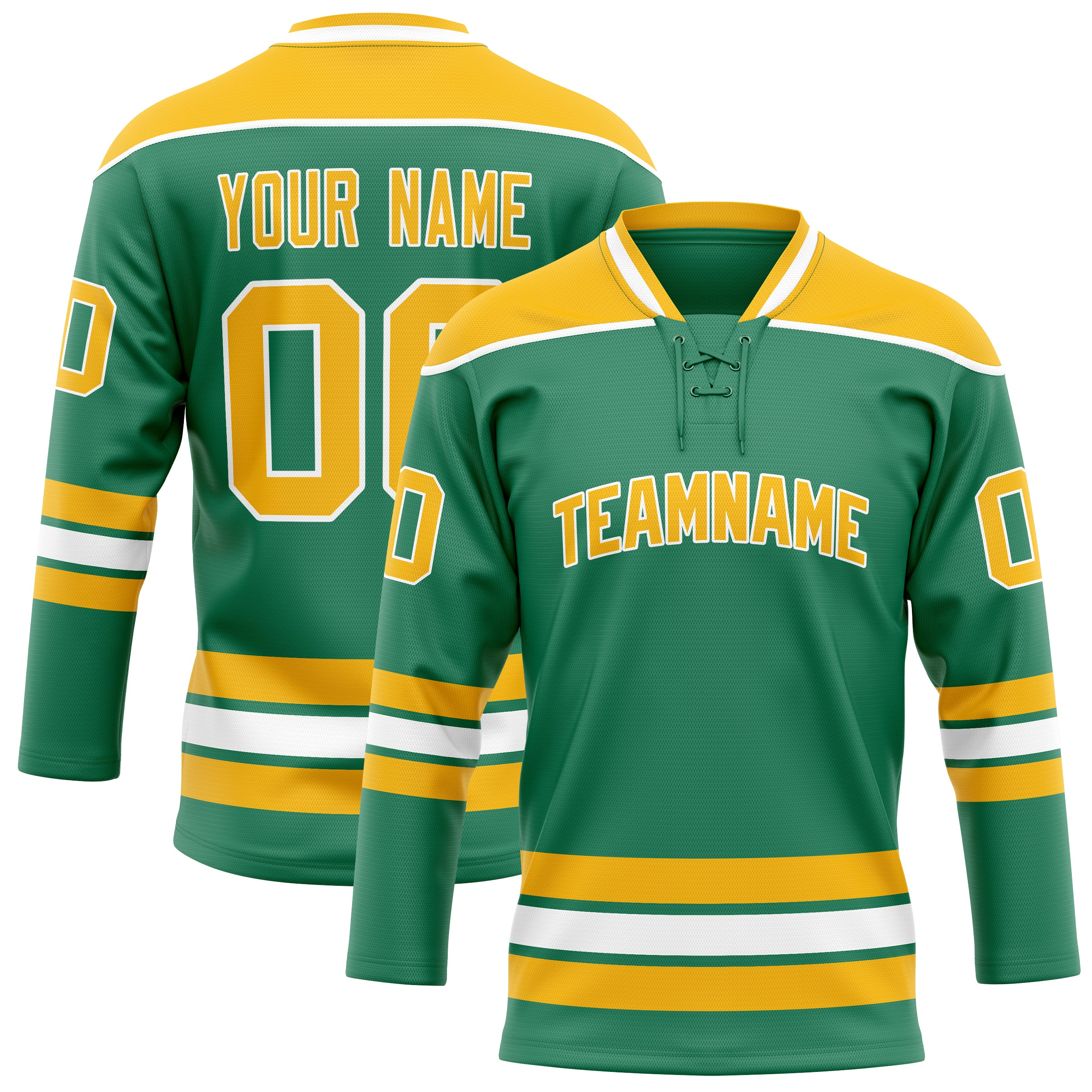 Personalized Green & Gold Solid Colour Hockey Jersey