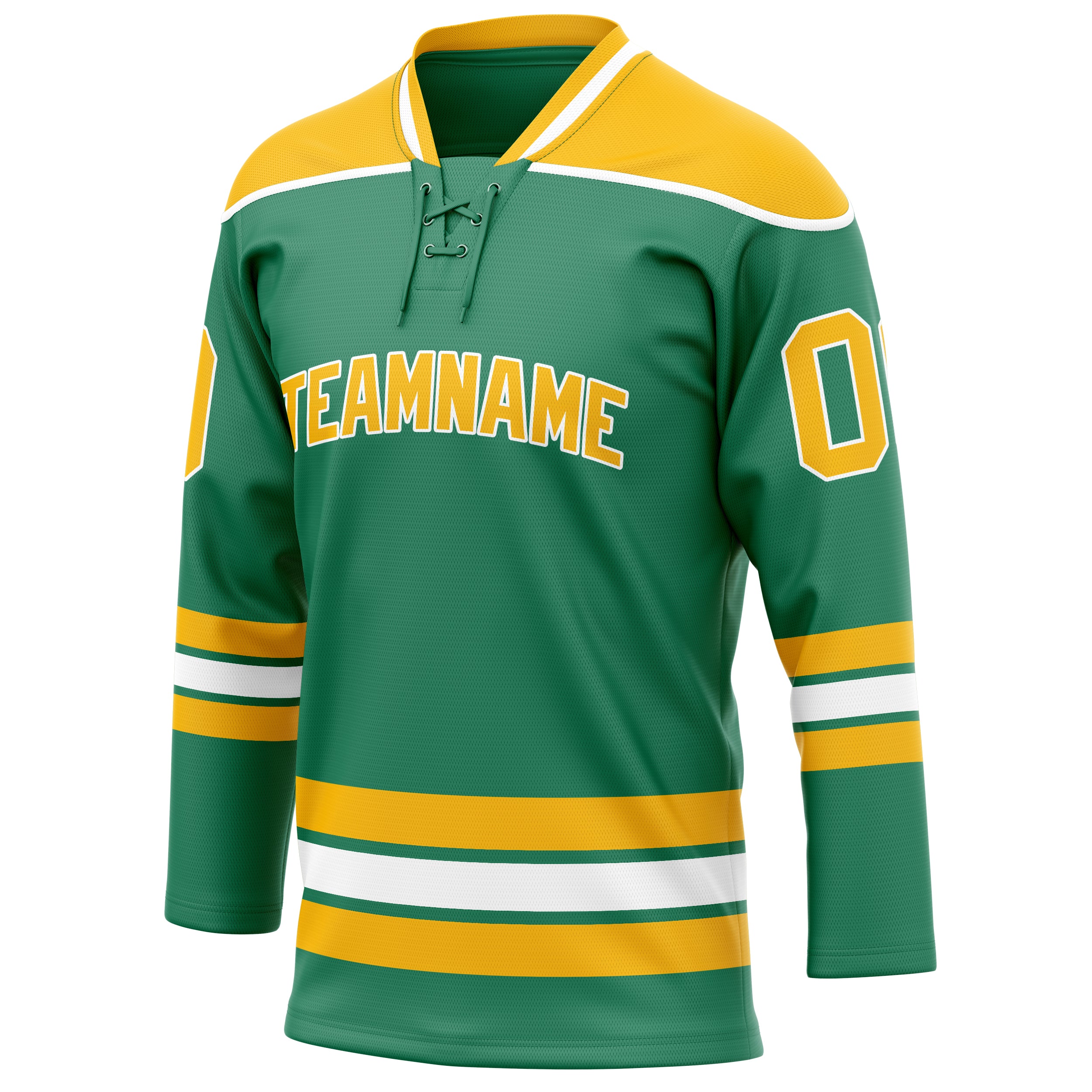 Personalized Green & Gold Solid Colour Hockey Jersey