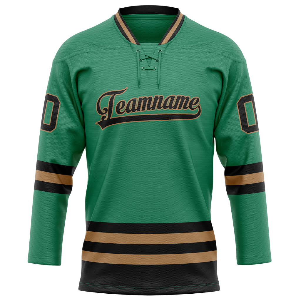 Personalized Green & Black Solid Colour Hockey Jersey