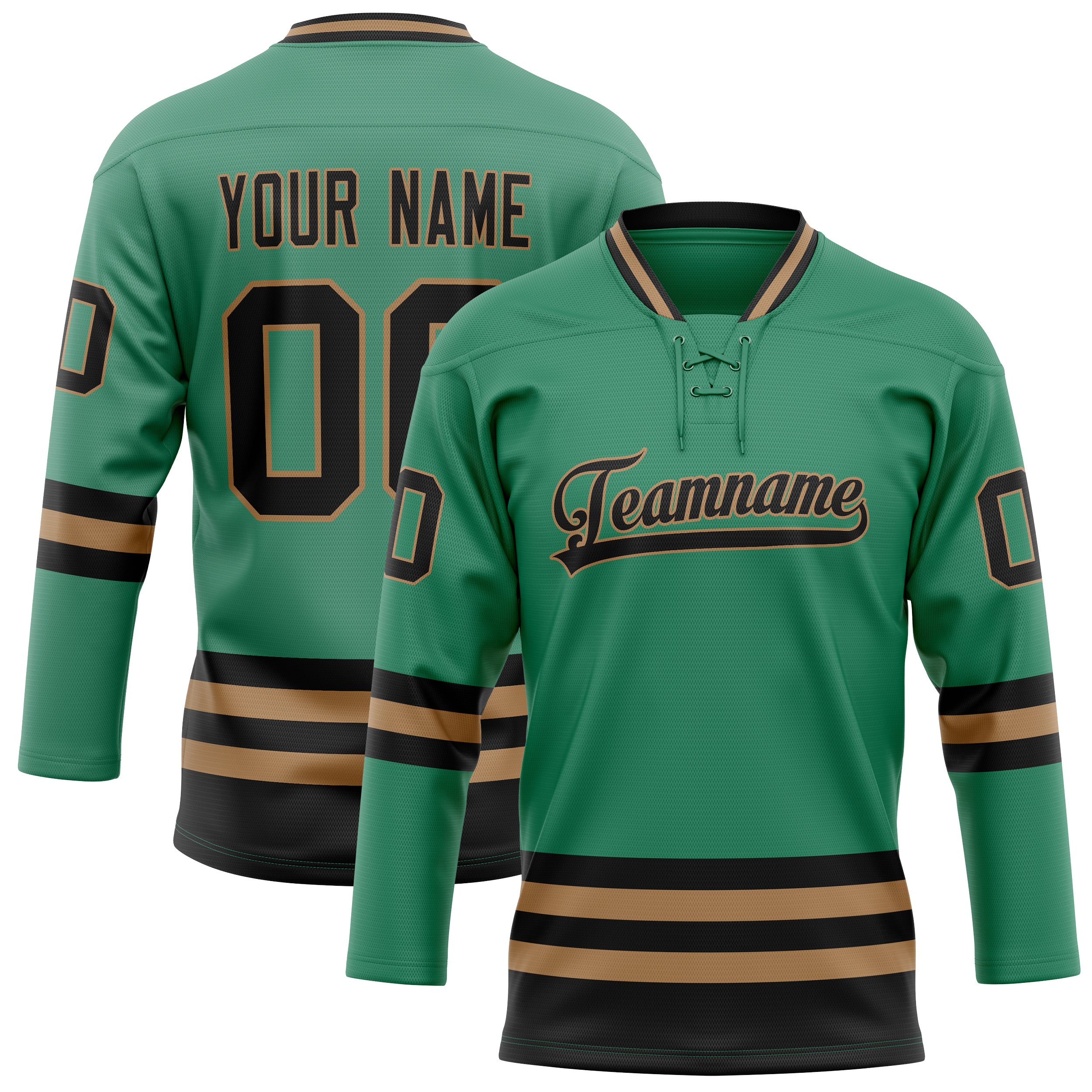 Personalized Green & Black Solid Colour Hockey Jersey