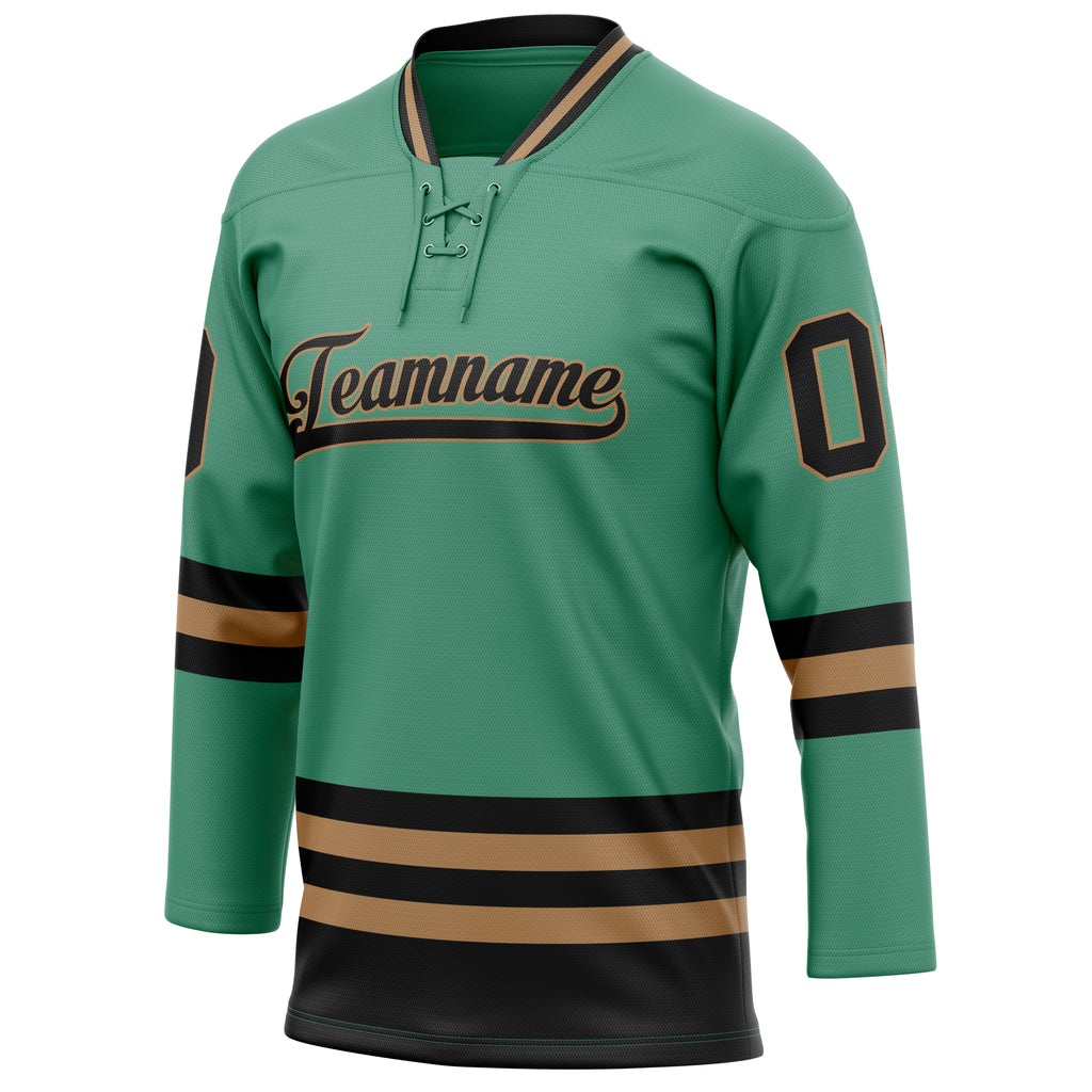 Personalized Green & Black Solid Colour Hockey Jersey