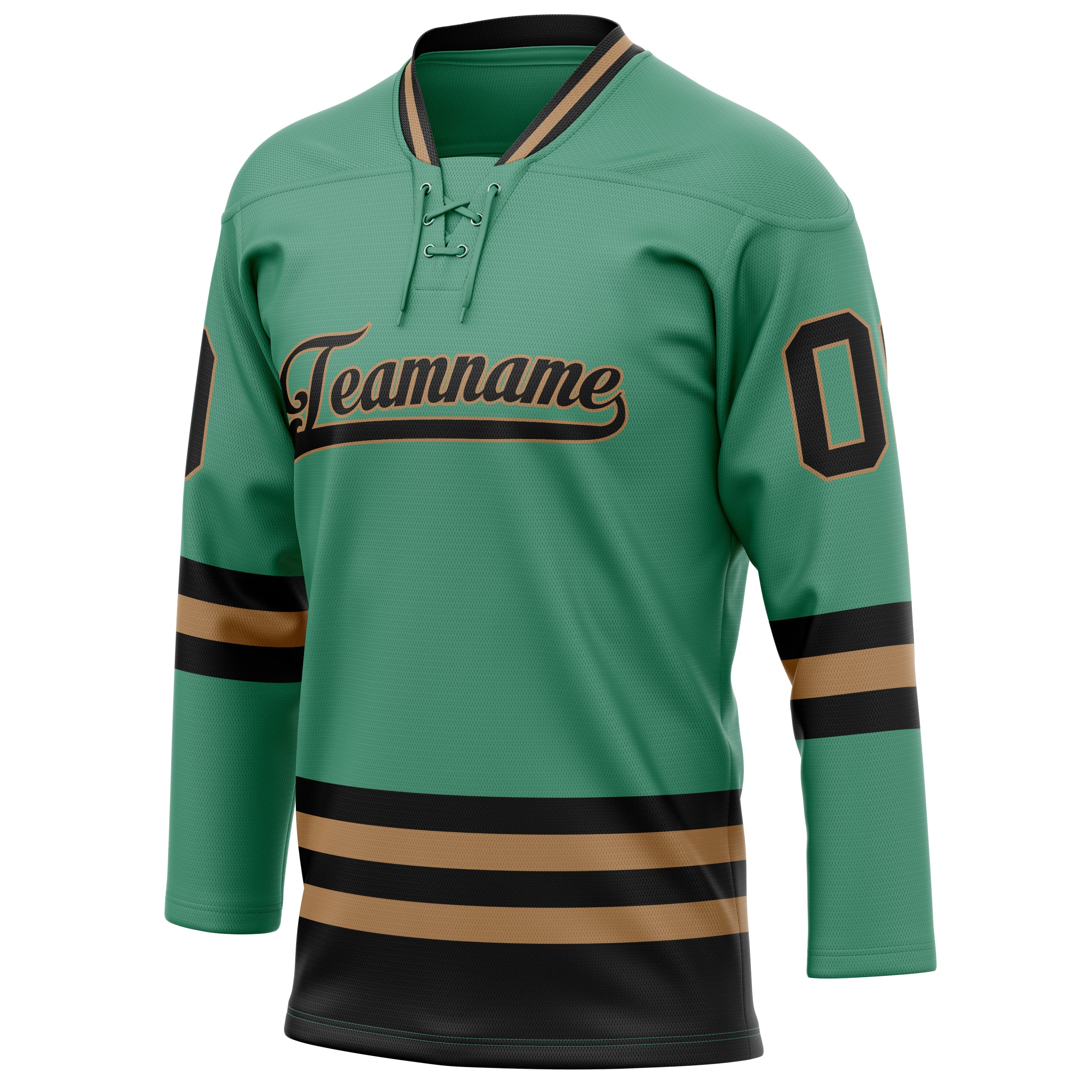 Personalized Green & Black Solid Colour Hockey Jersey