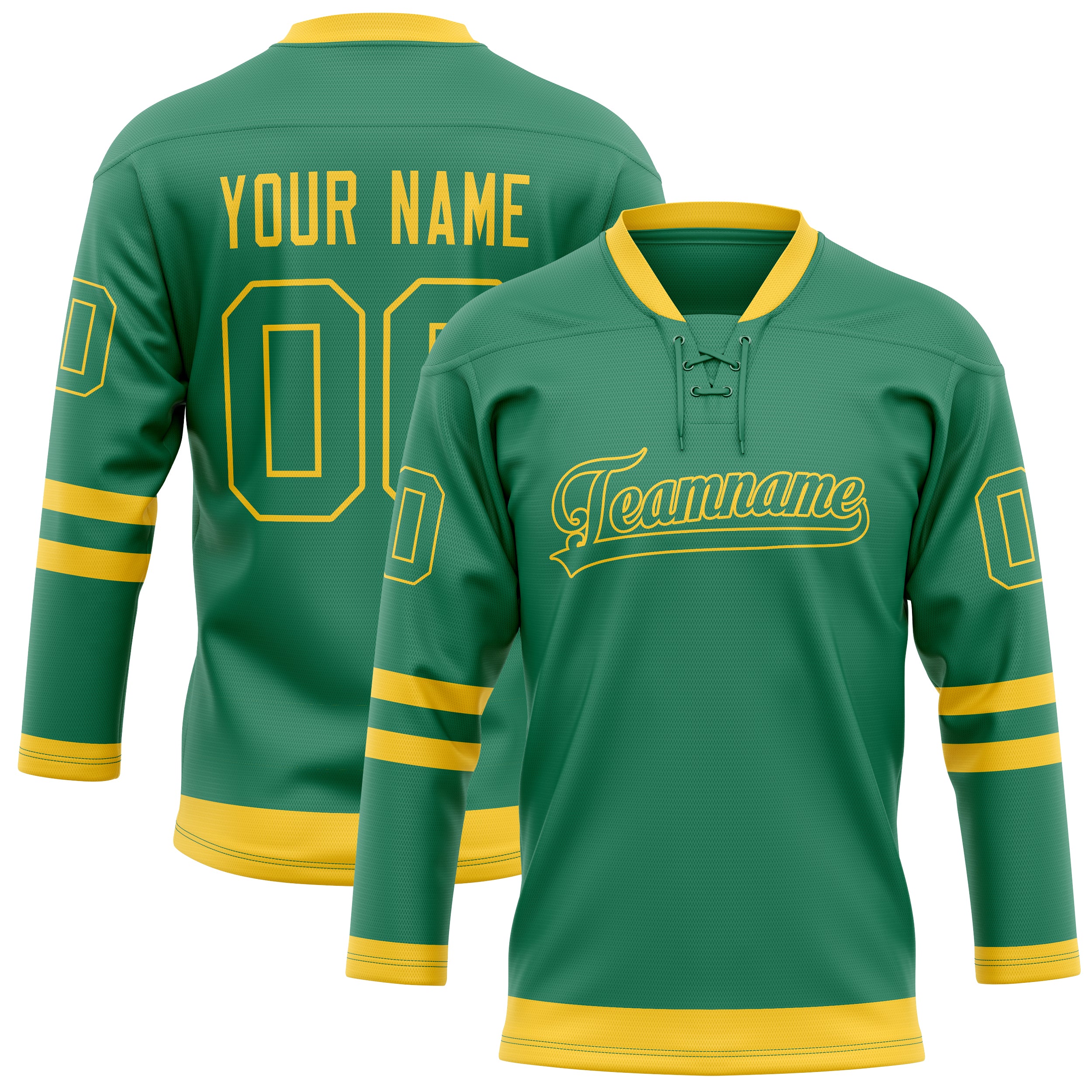 Personalized Green & Gold Solid Colour Hockey Jersey