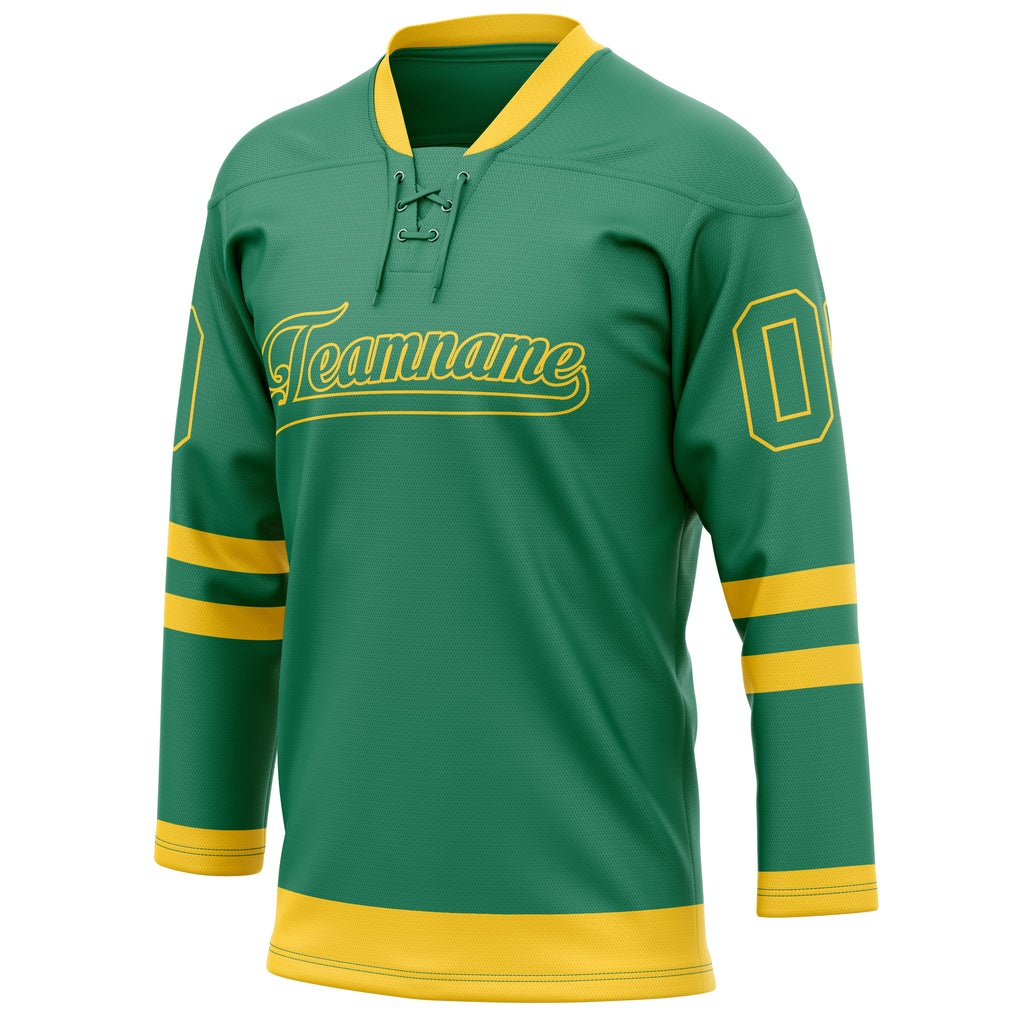 Personalized Green & Gold Solid Colour Hockey Jersey