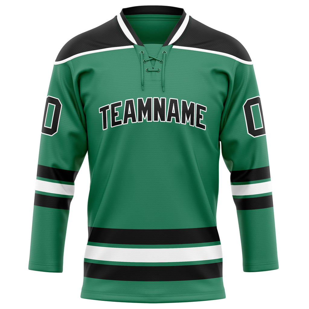 Personalized Green & Black Solid Colour Hockey Jersey