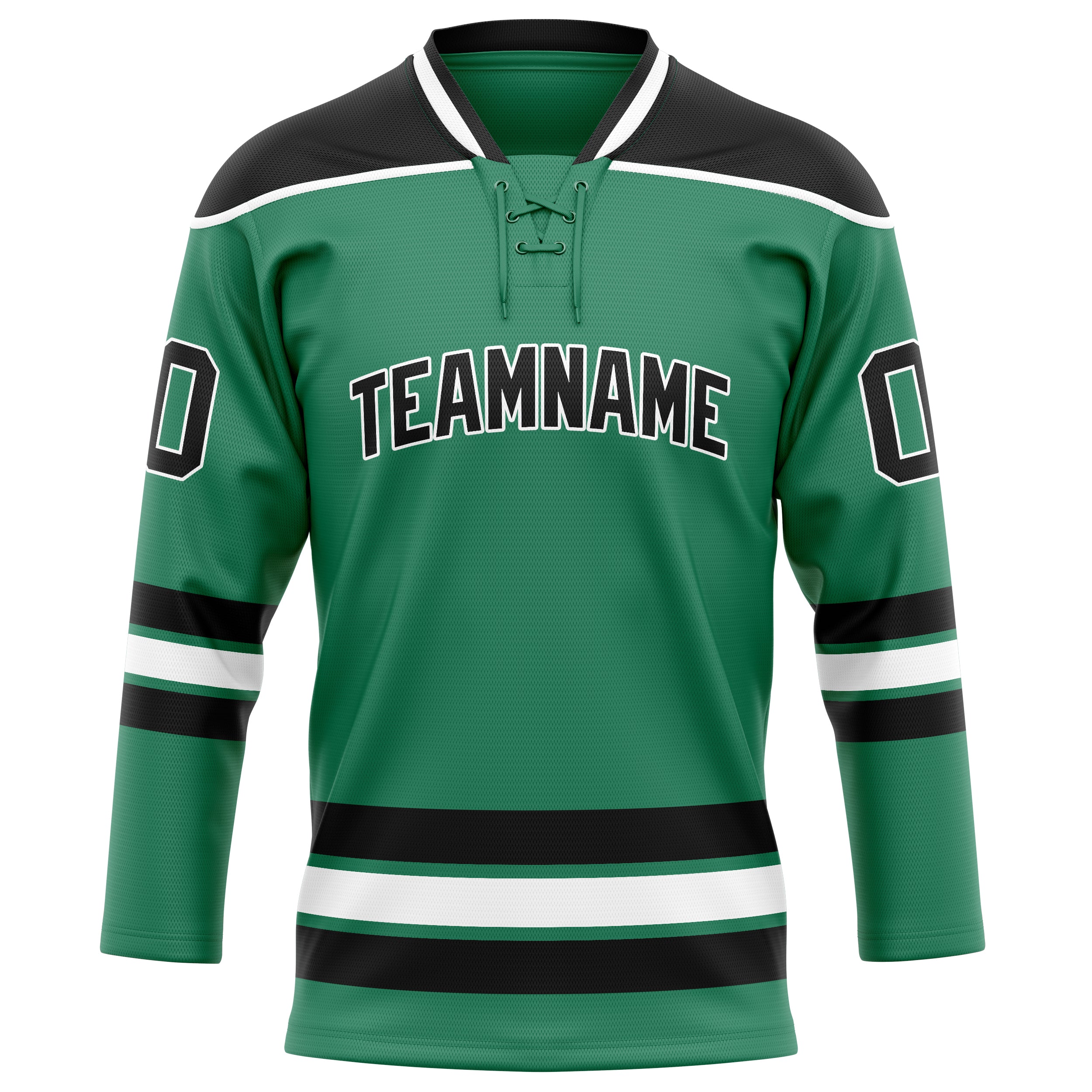 Personalized Green & Black Solid Colour Hockey Jersey