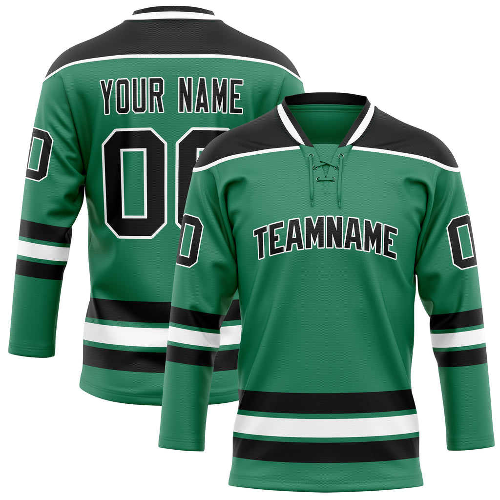 Personalized Green & Black Solid Colour Hockey Jersey