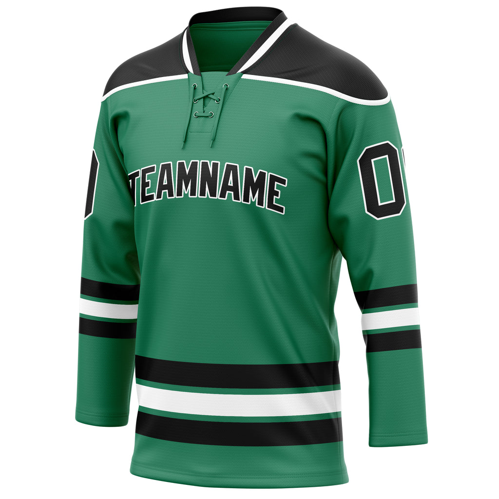 Personalized Green & Black Solid Colour Hockey Jersey