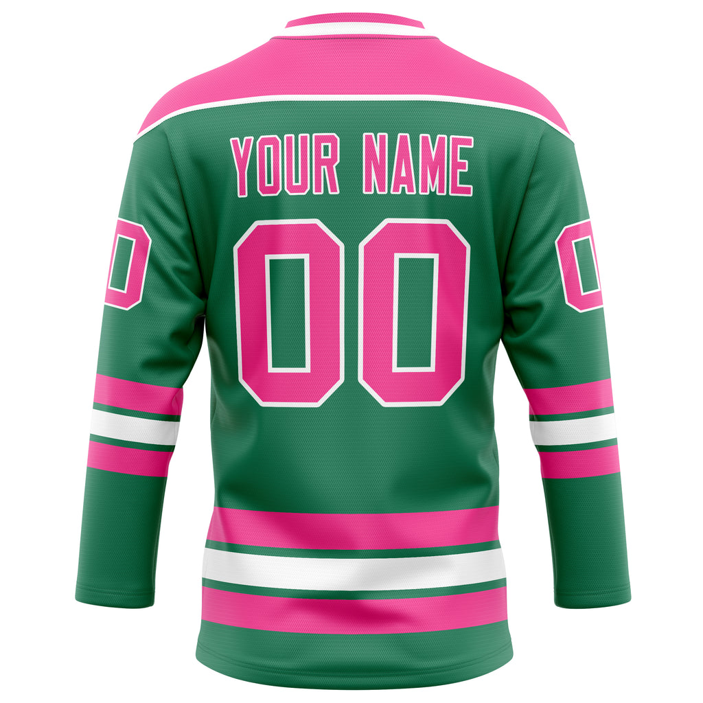 Personalized Green & Pink Solid Colour Hockey Jersey