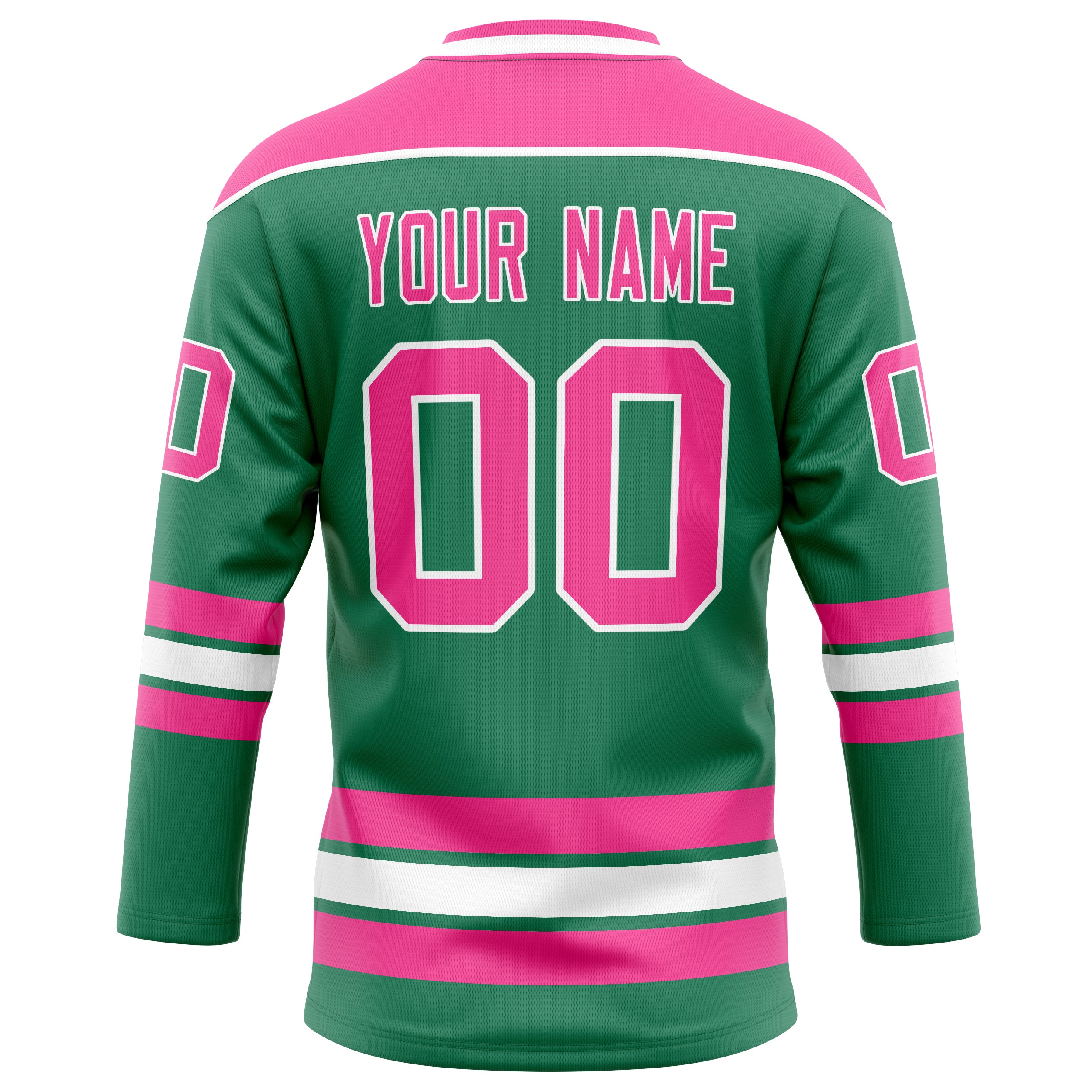 Personalized Green & Pink Solid Colour Hockey Jersey