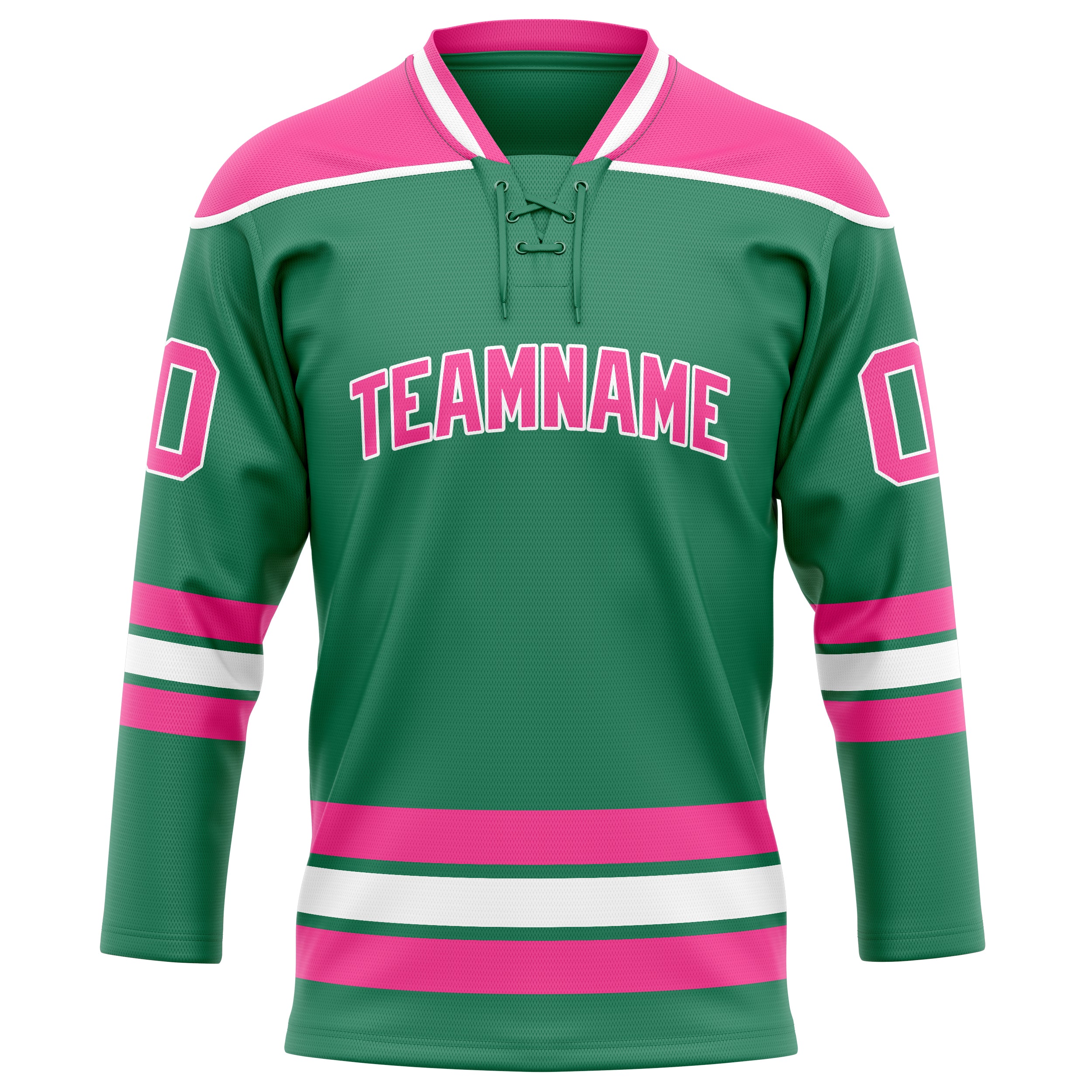 Personalized Green & Pink Solid Colour Hockey Jersey