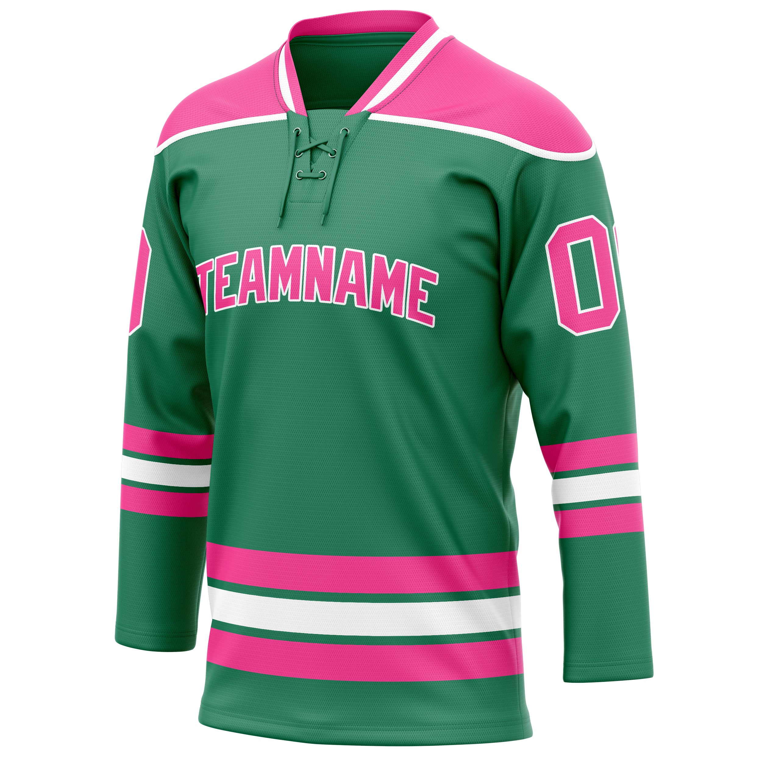 Personalized Green & Pink Solid Colour Hockey Jersey