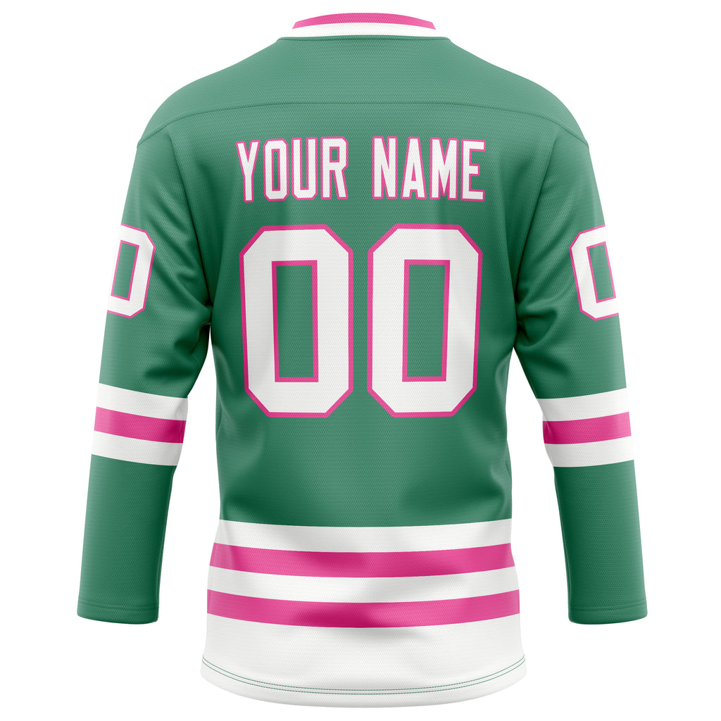 Personalized Green & White Solid Colour Hockey Jersey