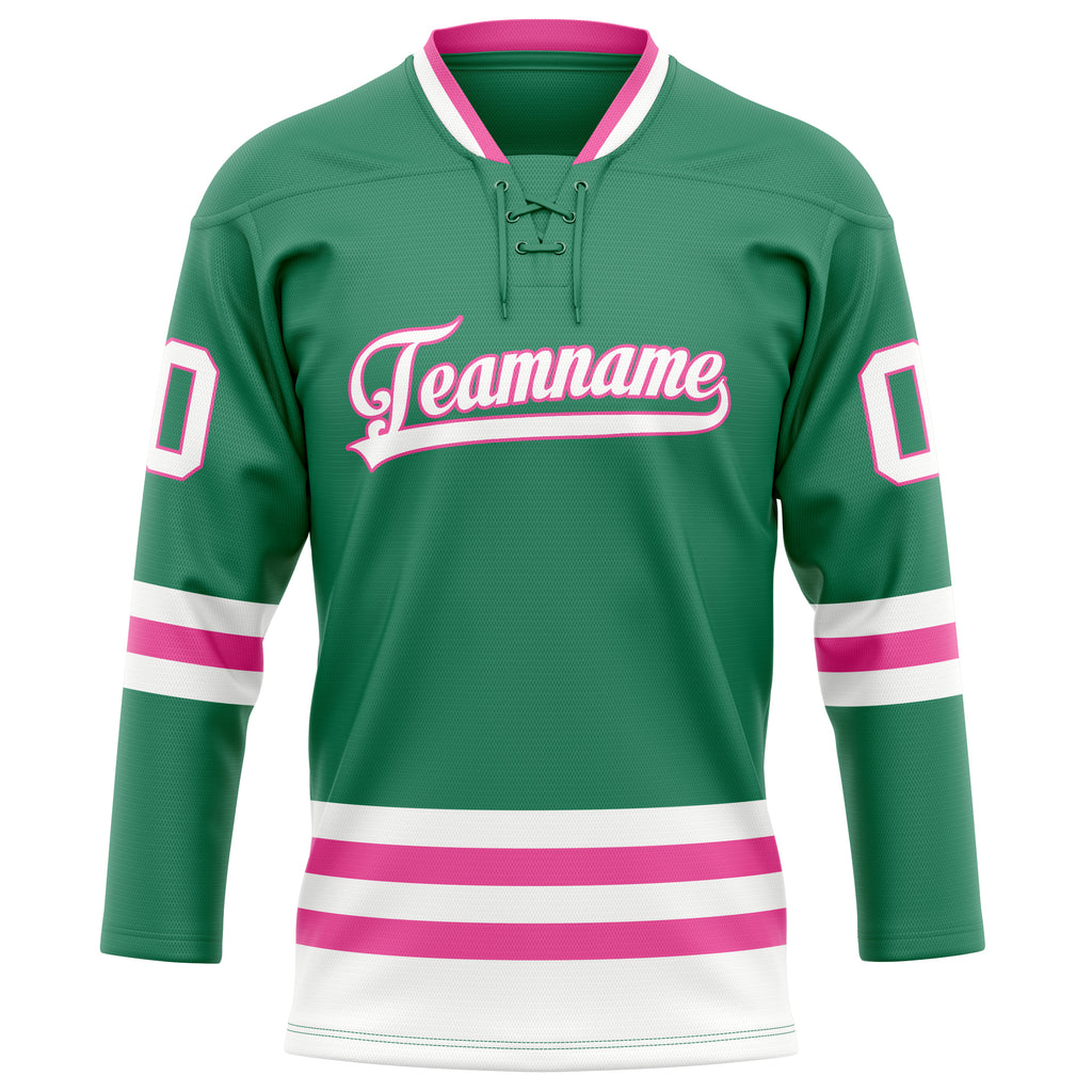 Personalized Green & White Solid Colour Hockey Jersey