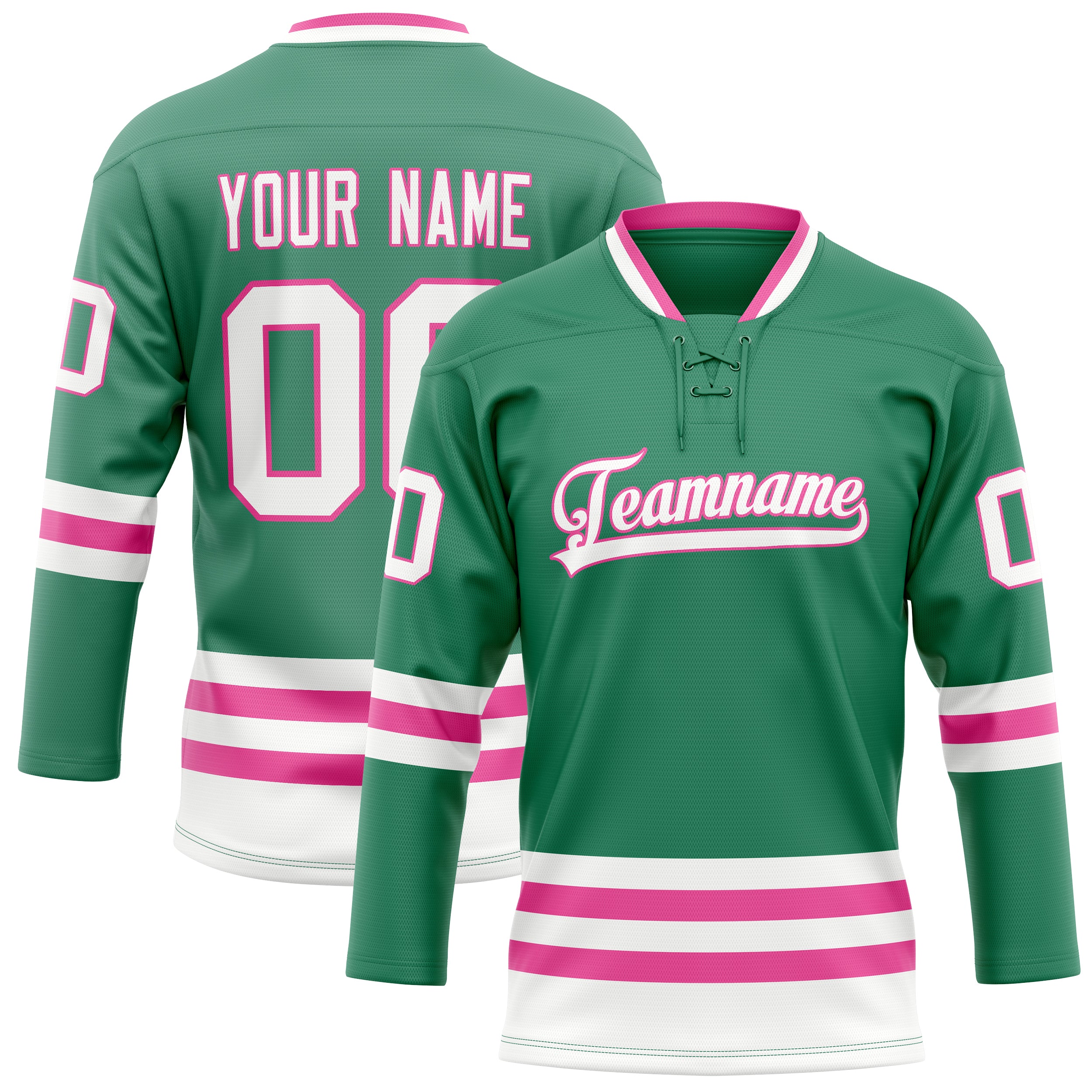 Personalized Green & White Solid Colour Hockey Jersey