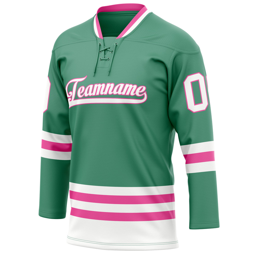 Personalized Green & White Solid Colour Hockey Jersey