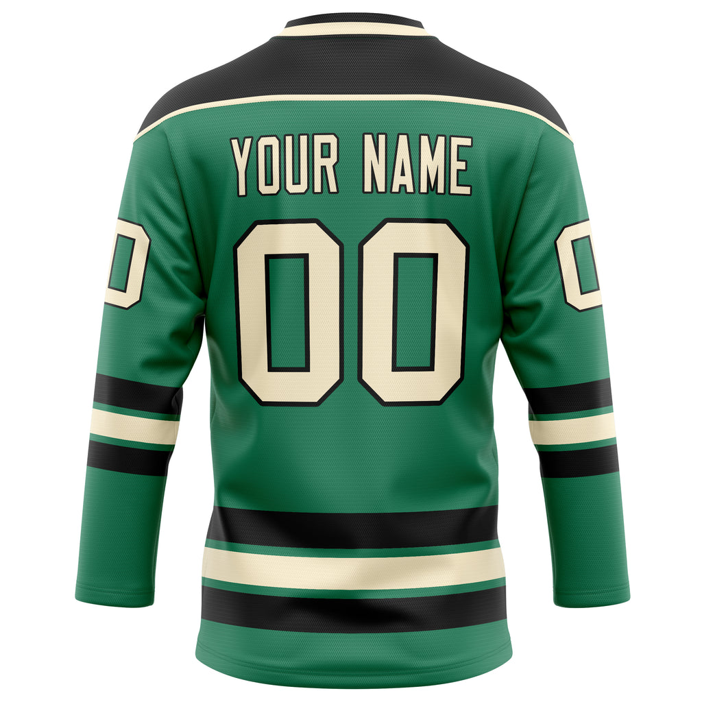 Personalized Green & Cream Solid Colour Hockey Jersey