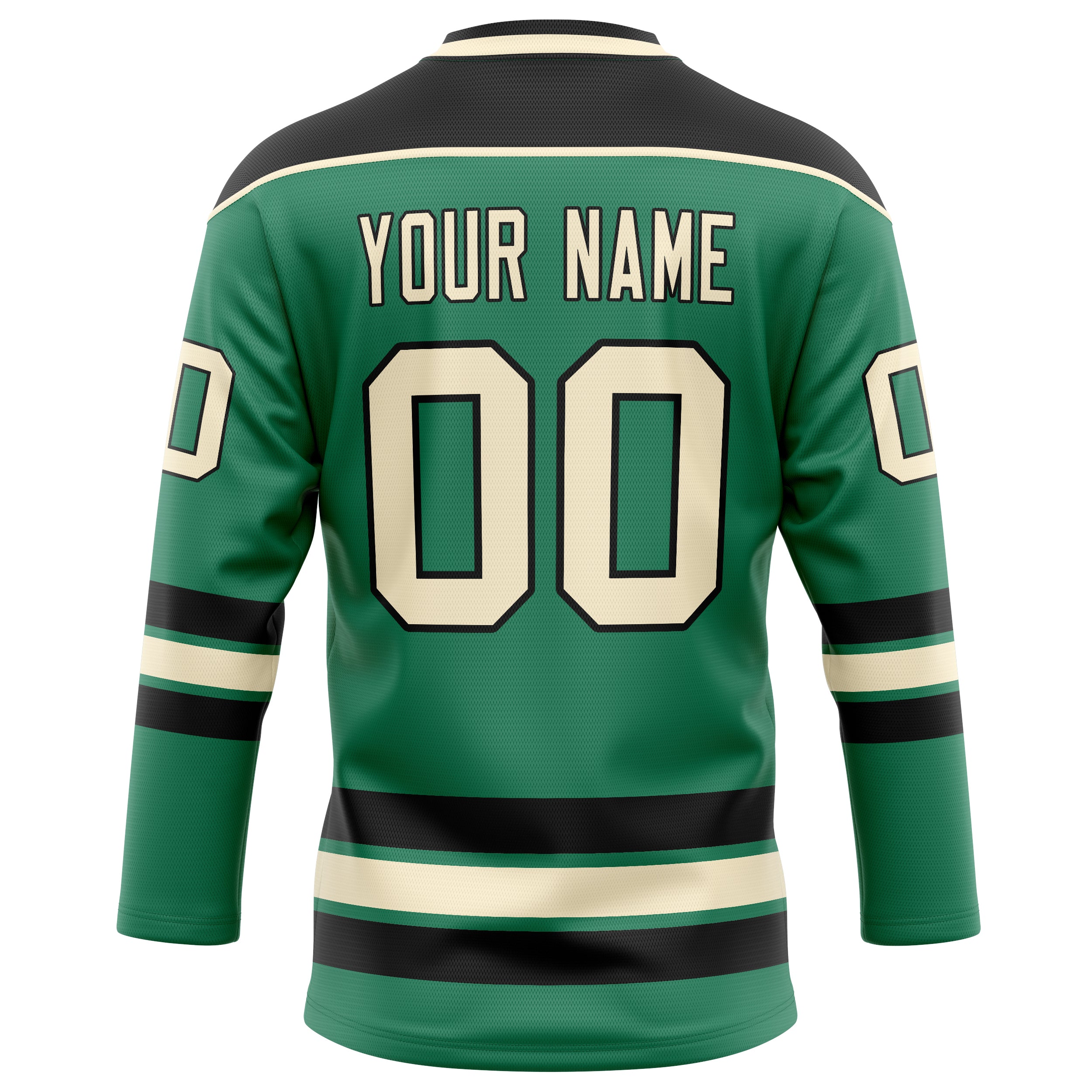 Personalized Green & Cream Solid Colour Hockey Jersey