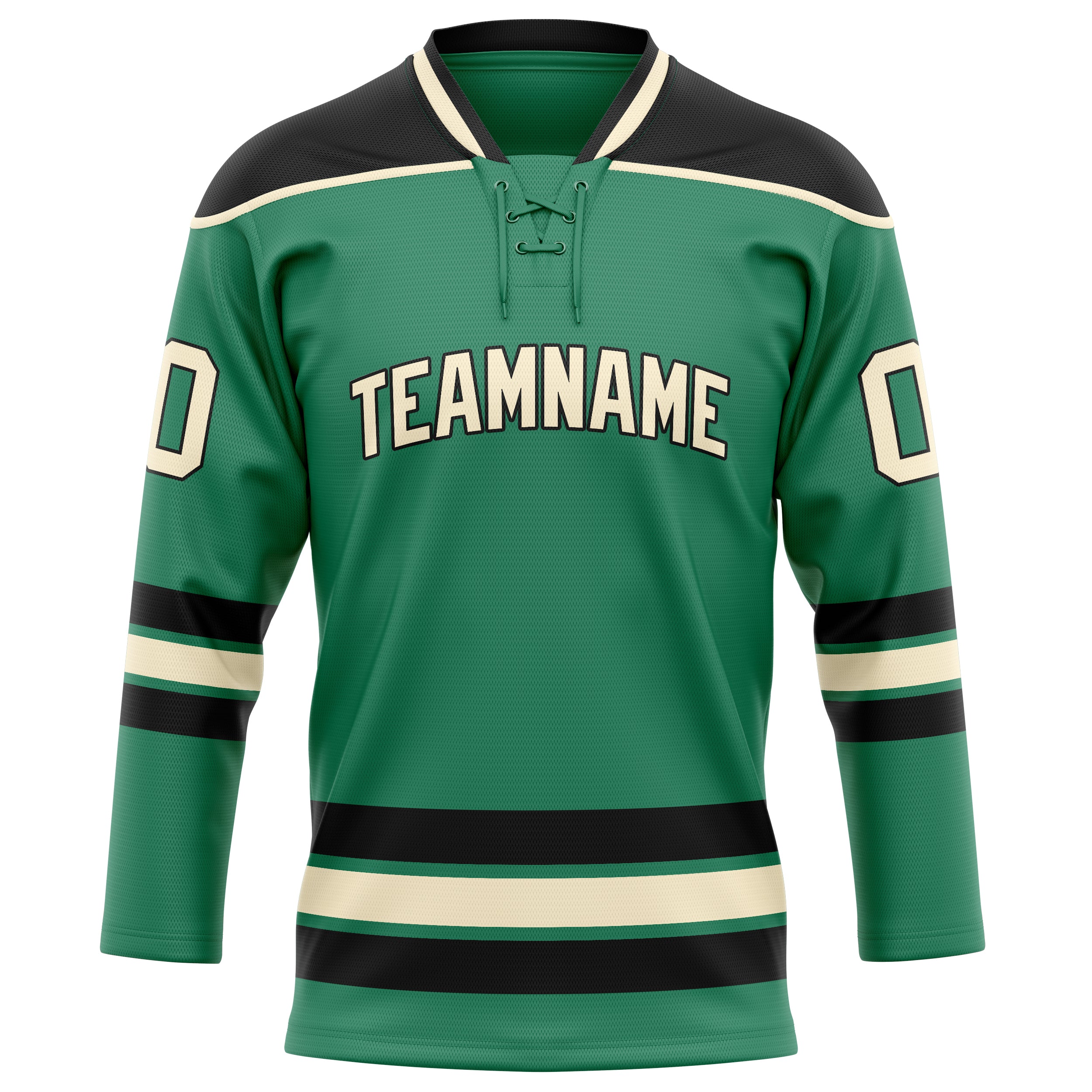 Personalized Green & Cream Solid Colour Hockey Jersey